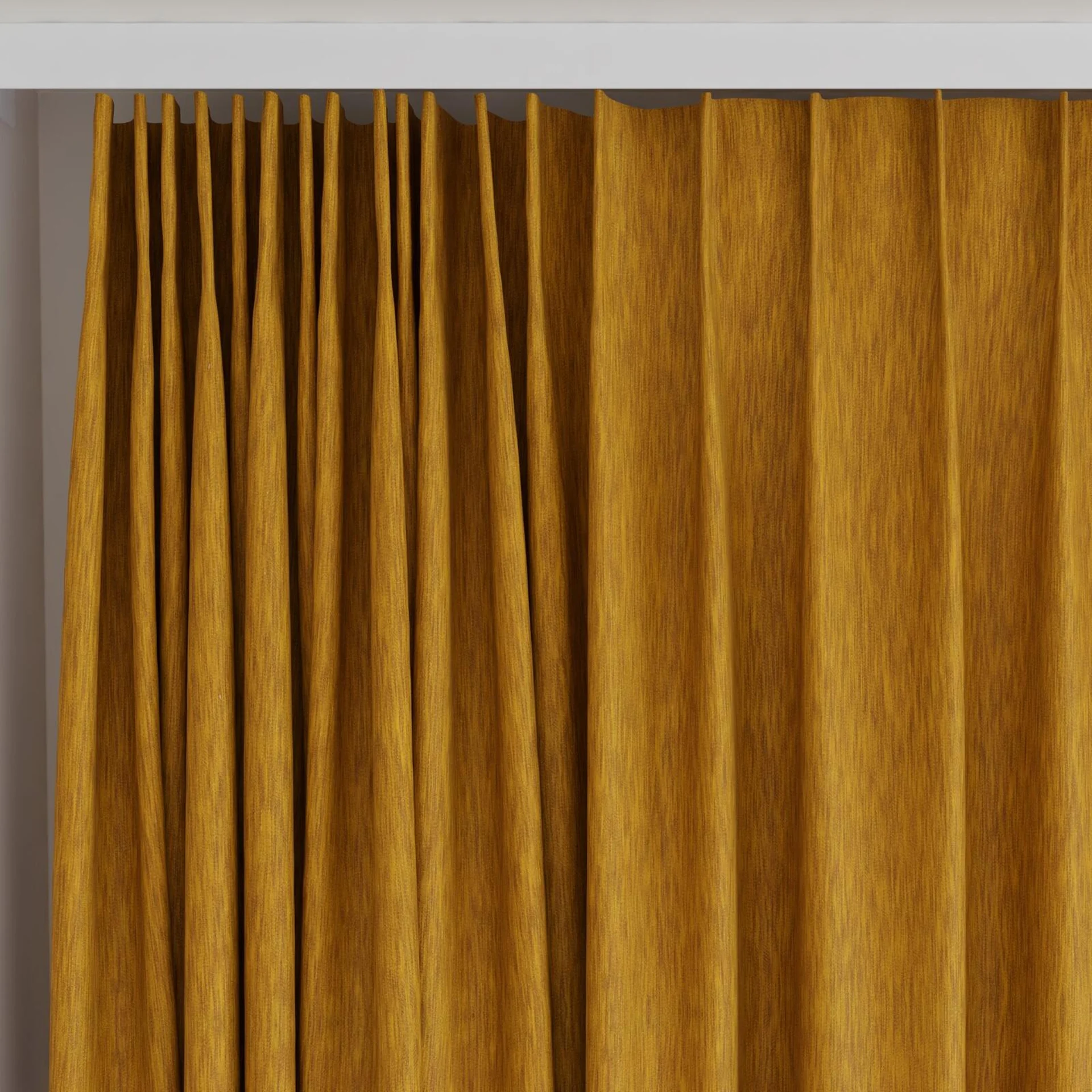 Top view of Tuxedo Nugget, on curtain rail