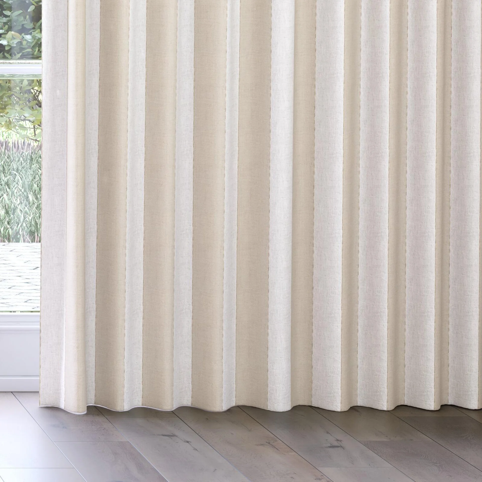Bottom view of Zanella Sandshell, on curtain rail