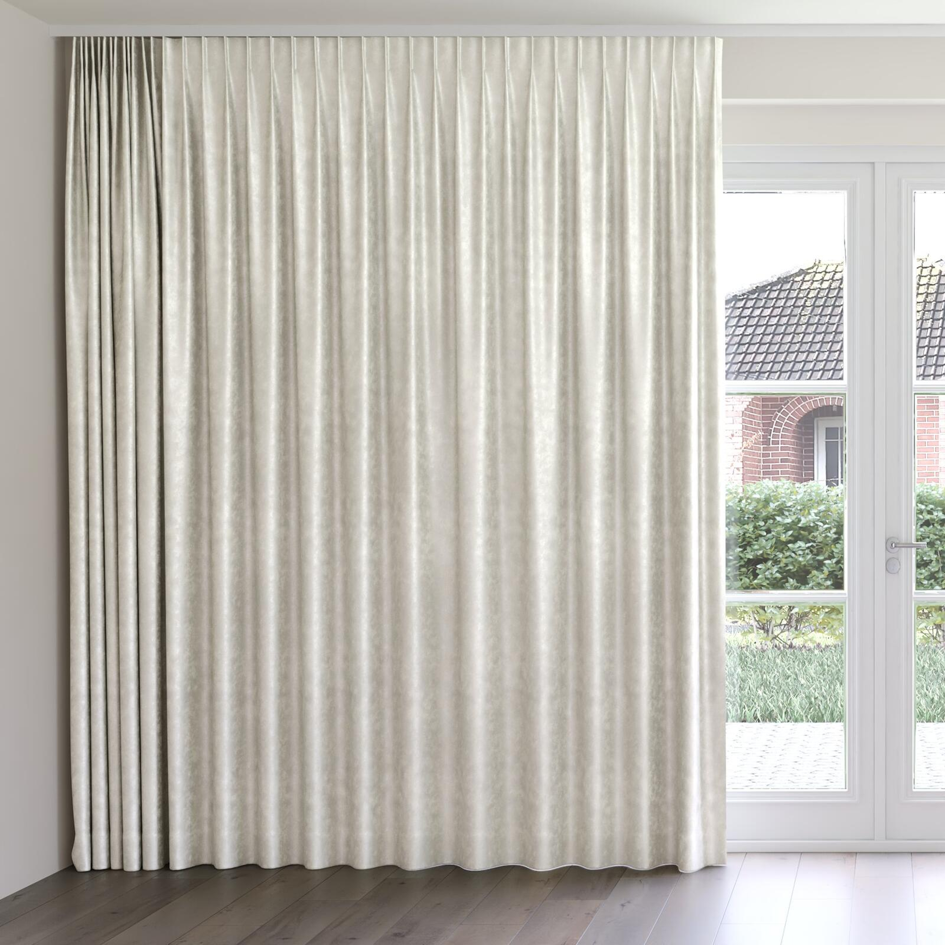 Front view of Fizz Wool, on curtain rail