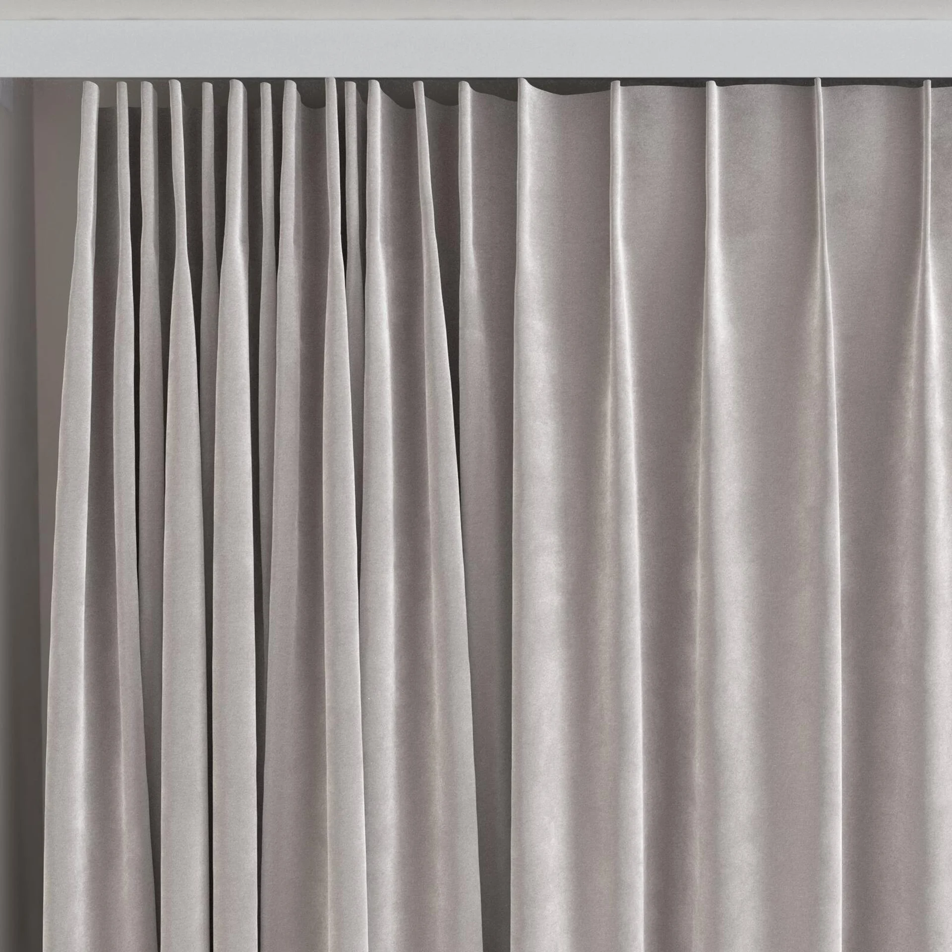 Top view of Lux Velvet Aluminium 8701, on curtain rail
