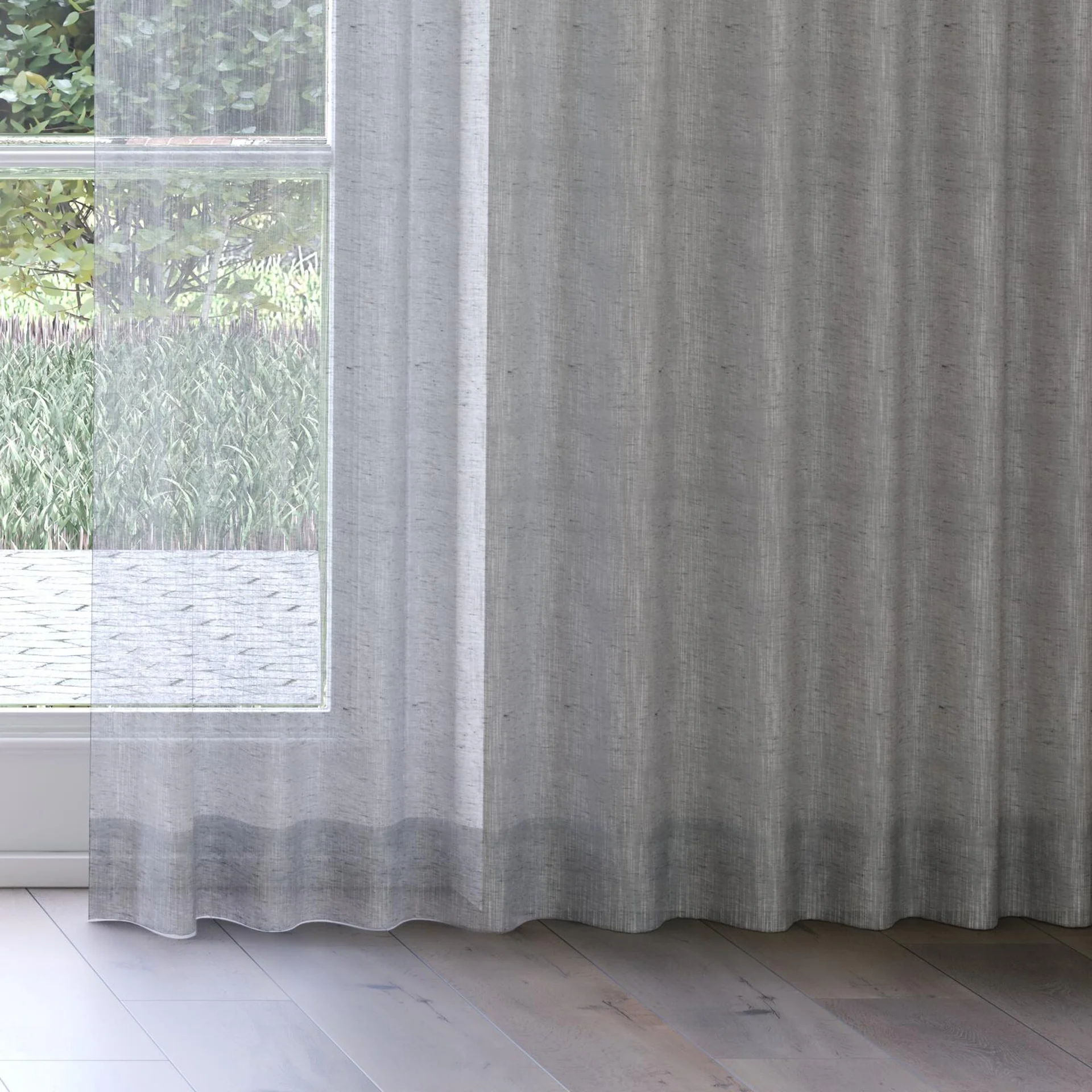 Bottom view of Rhythm Basalt, on curtain rail