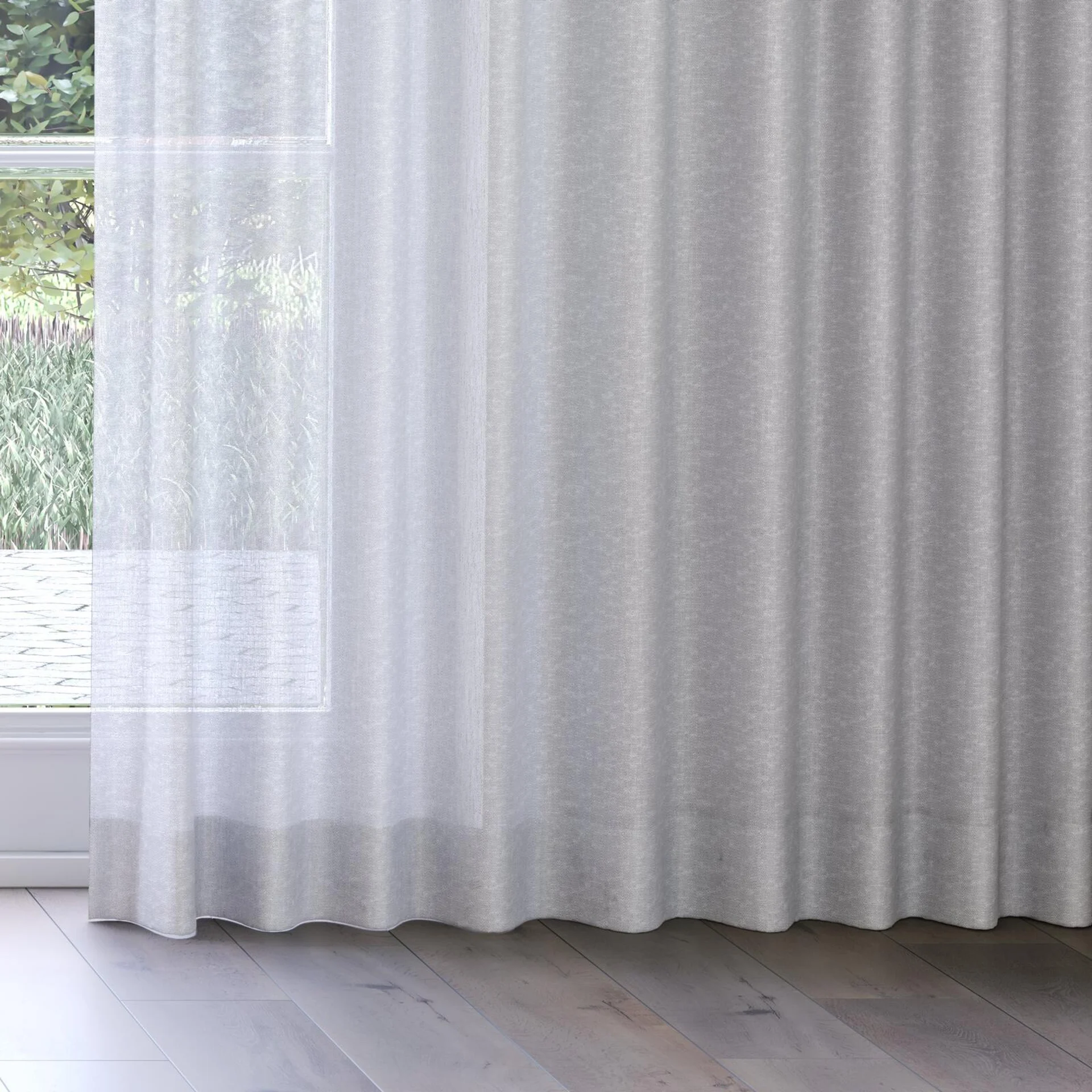 Bottom view of Lucidity Silver, on curtain rail