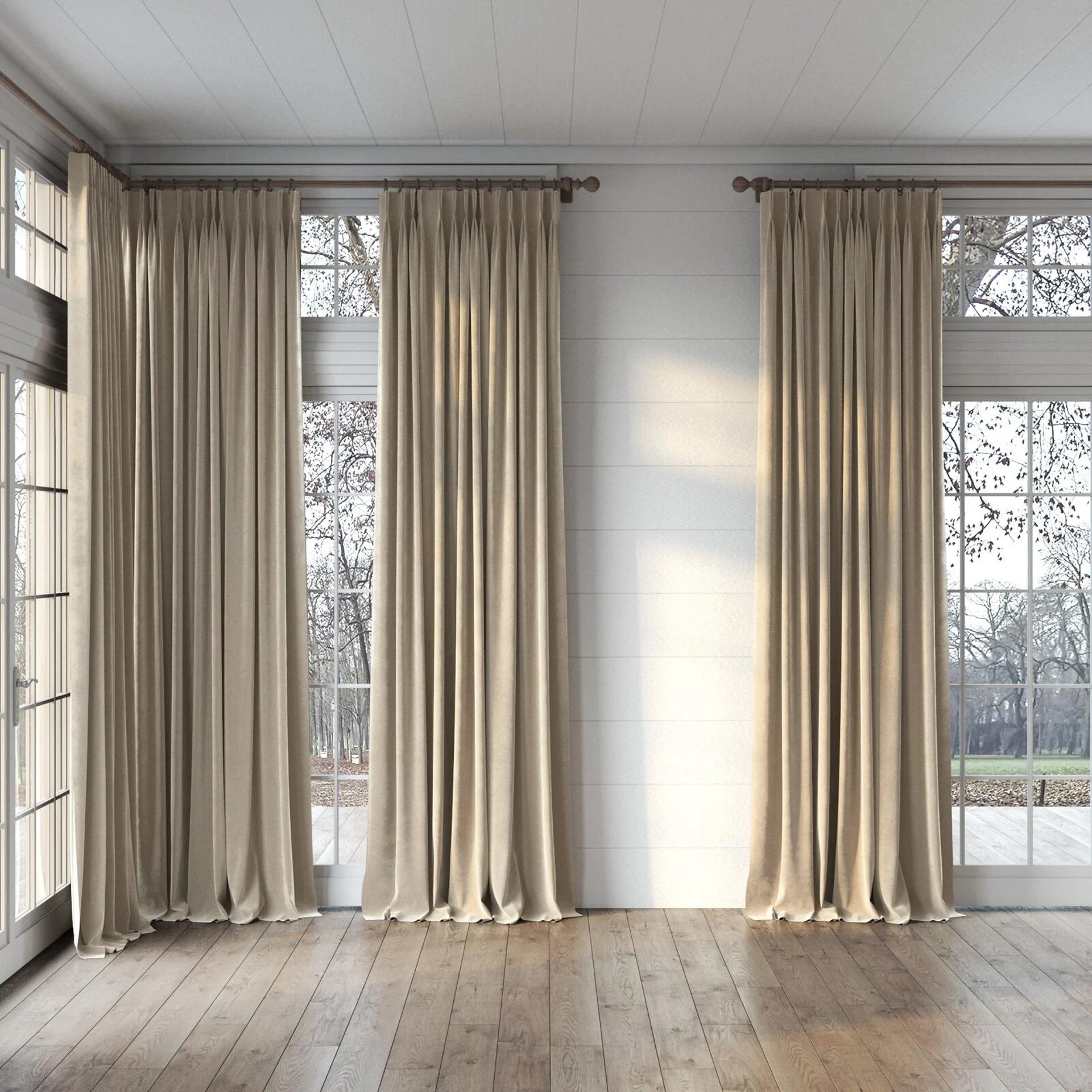 Full view of Moon Putty, puddled, on curtain rod
