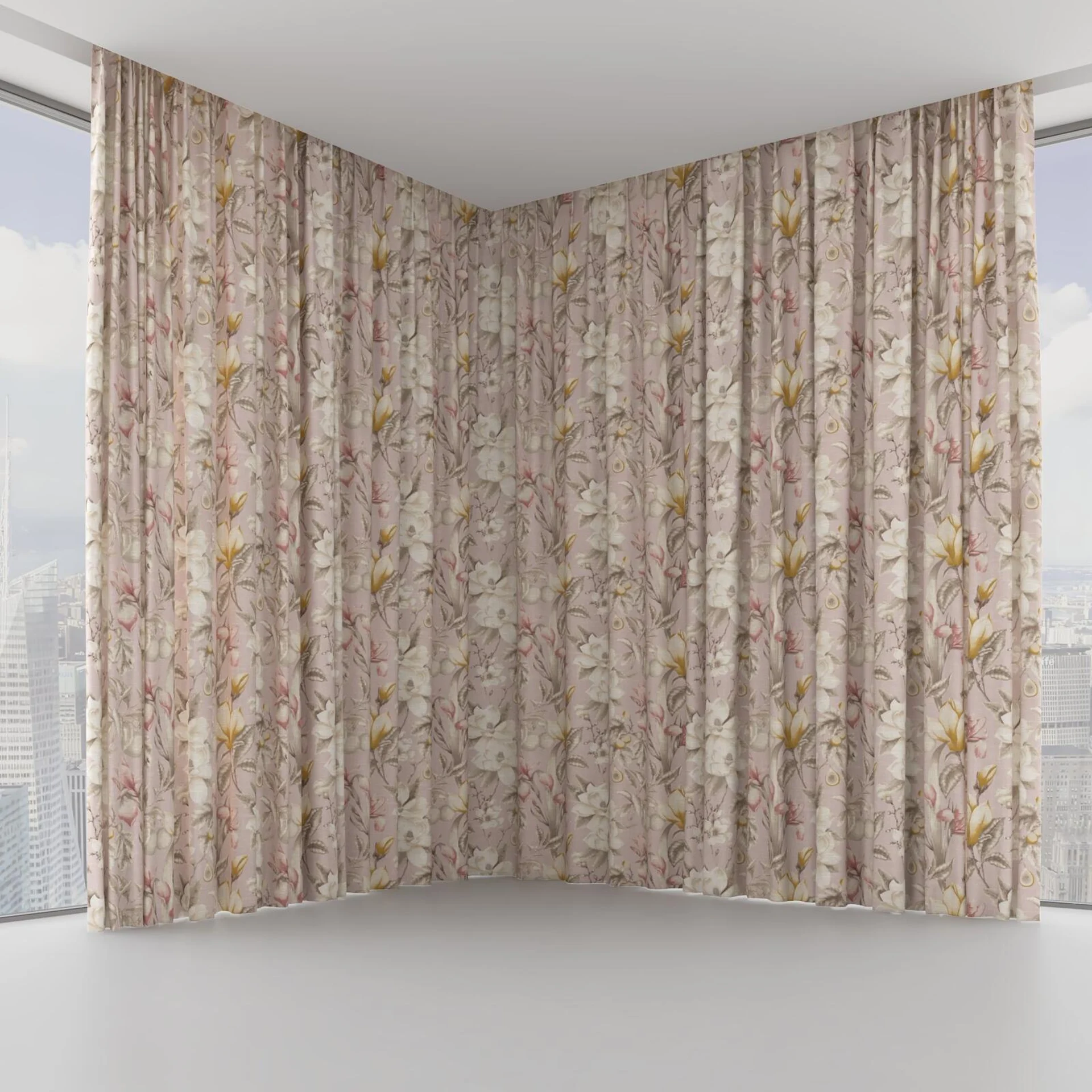 Front view of Botanist Blush, on hidden rail