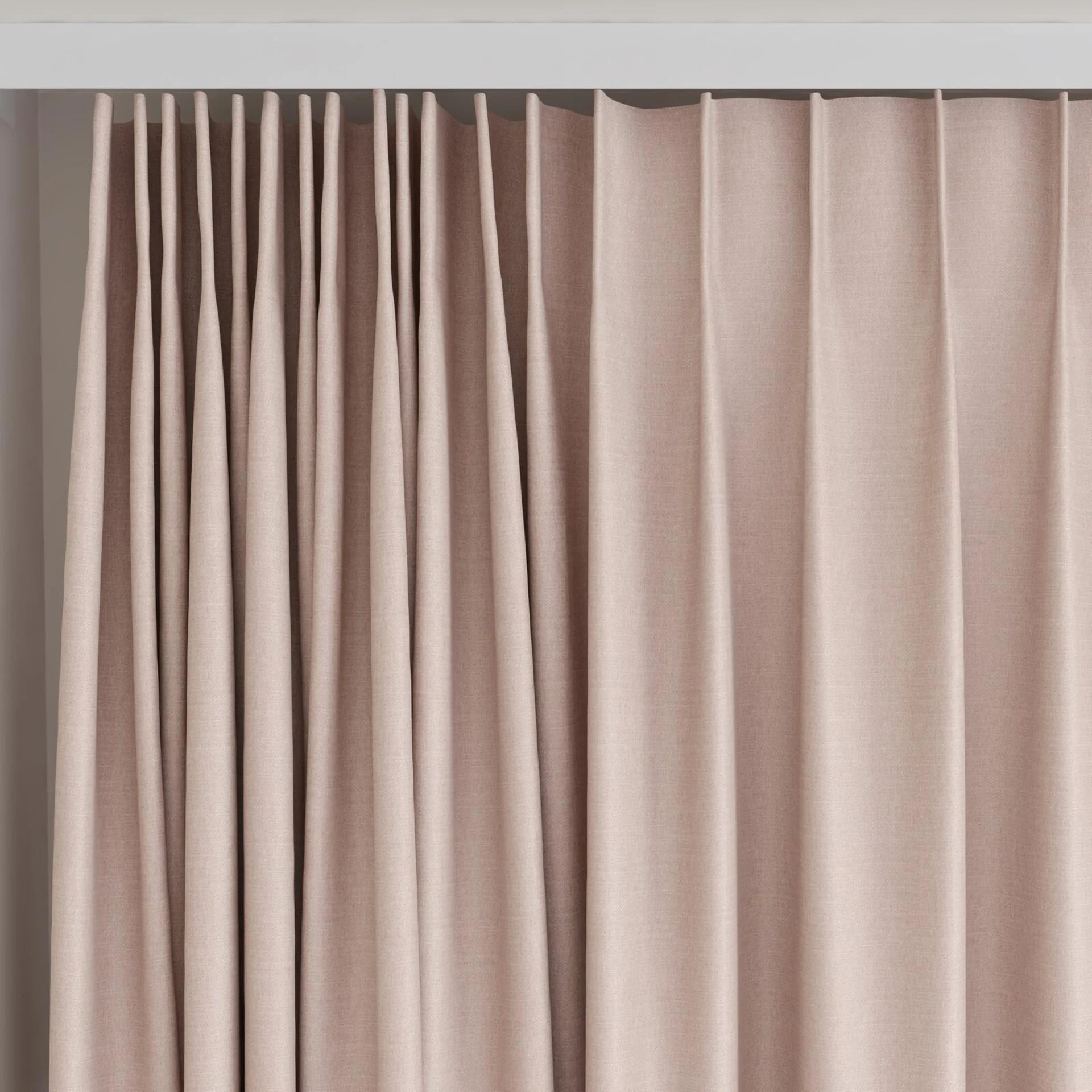 Top view of Urban Blush, on curtain rail