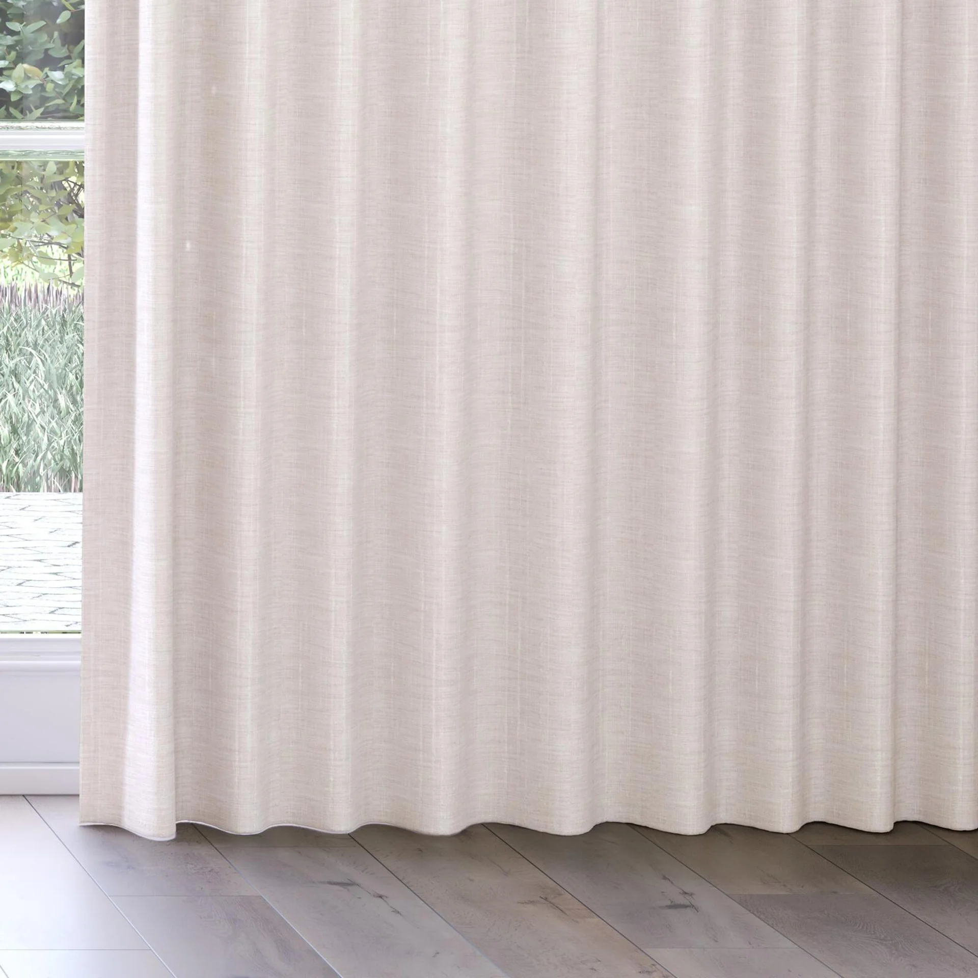 Bottom view of Iconic Ivory, on curtain rail