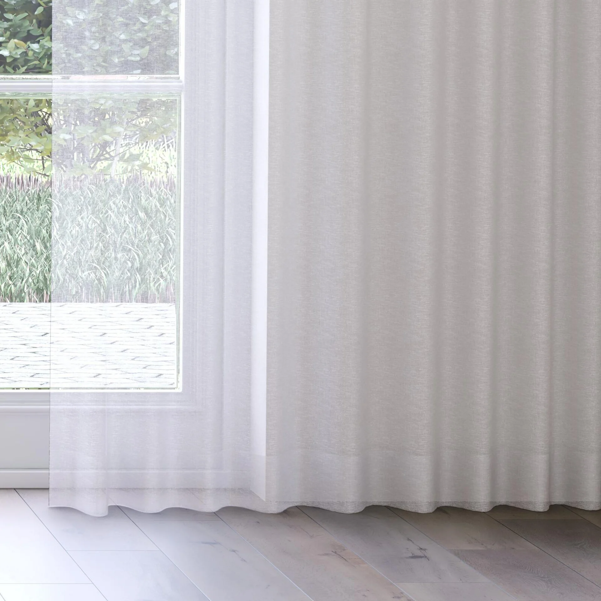 Bottom view of Seaview Fog, on curtain rail