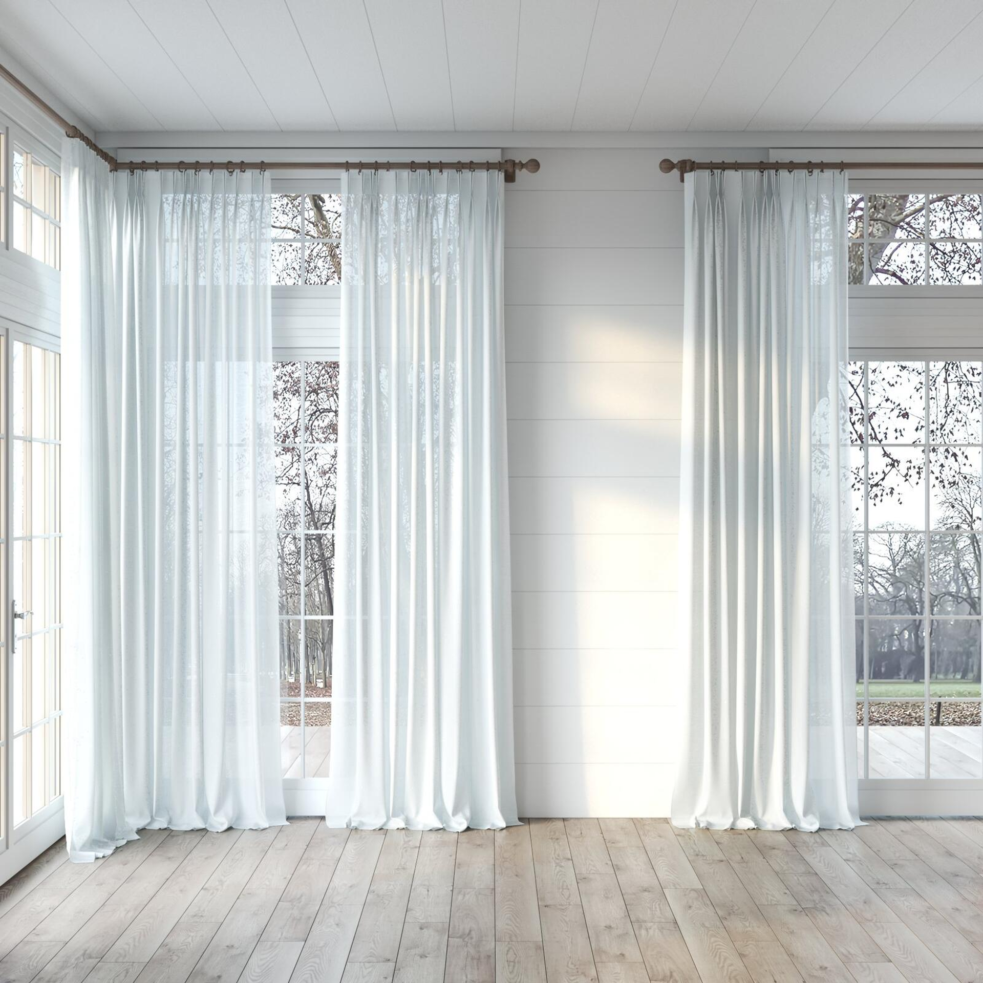 Full view of Revel Swan, puddled, on curtain rod