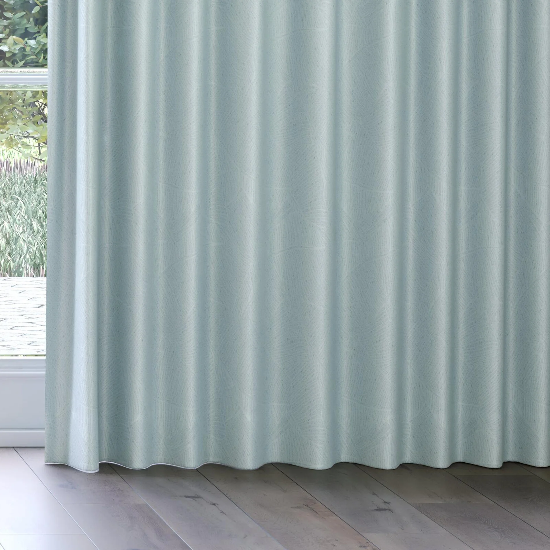 Bottom view of Umbra Duckegg, on curtain rail