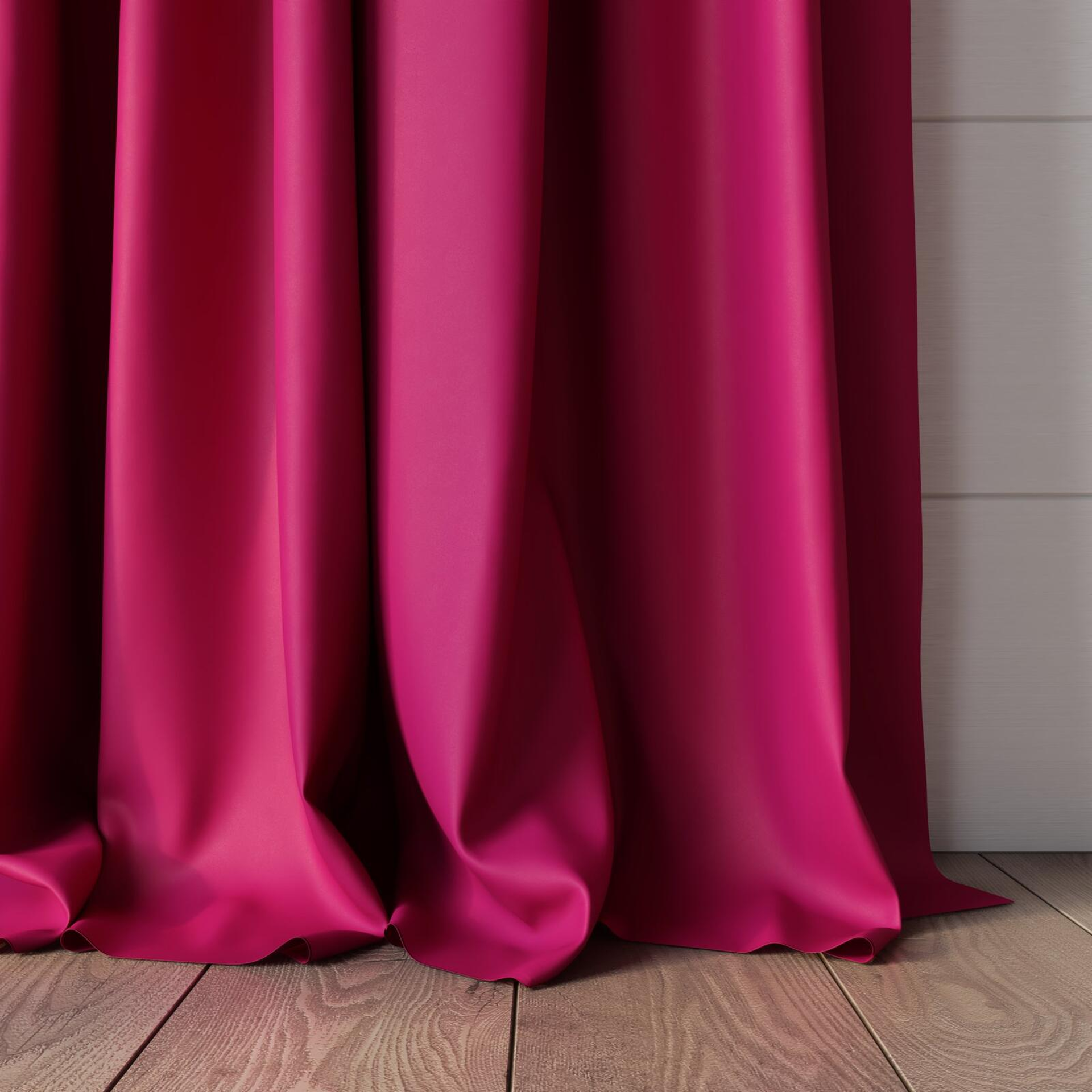 Bottom view of Ultra Dim Magenta, puddled, on curtain rod