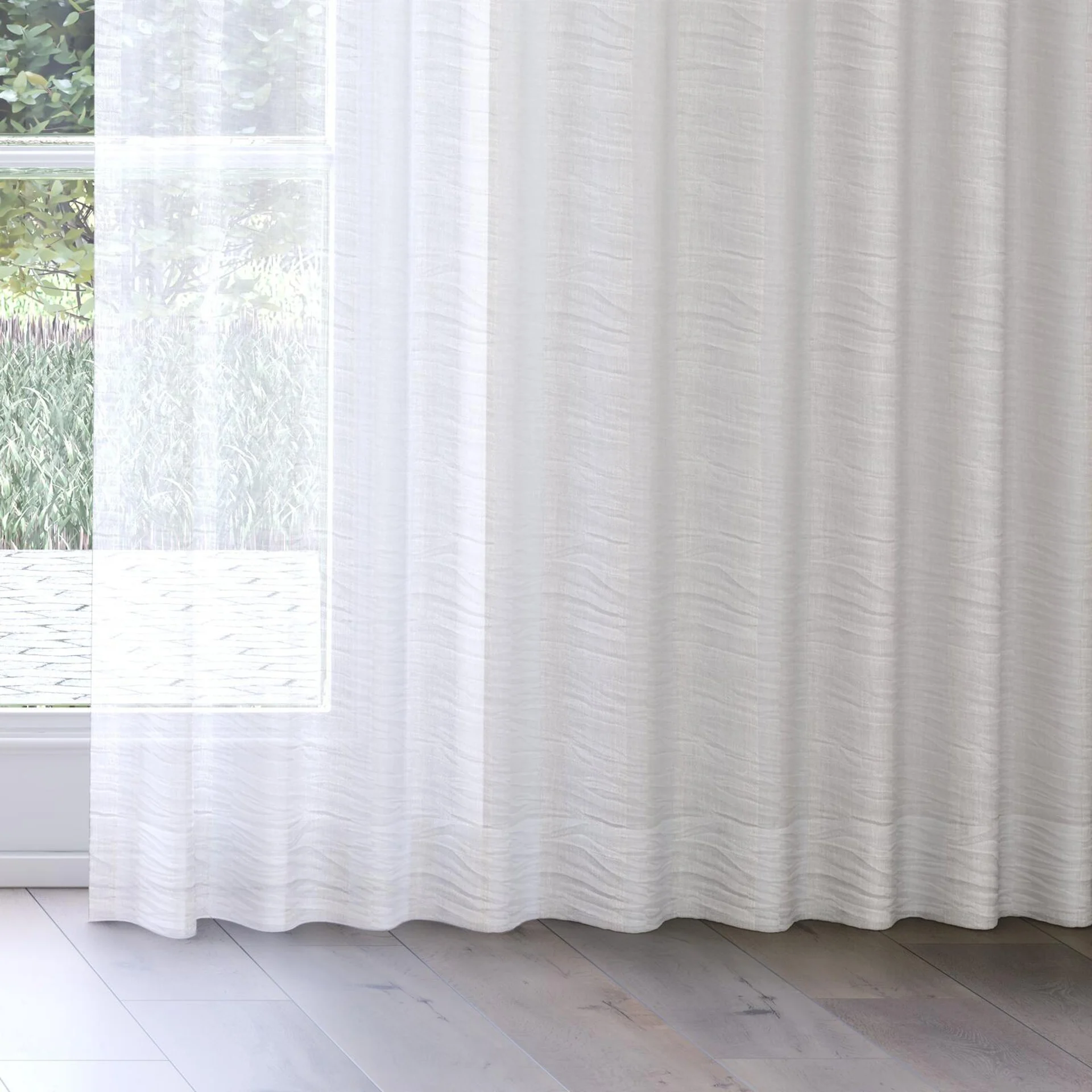 Bottom view of Impression Silverbirch, on curtain rail