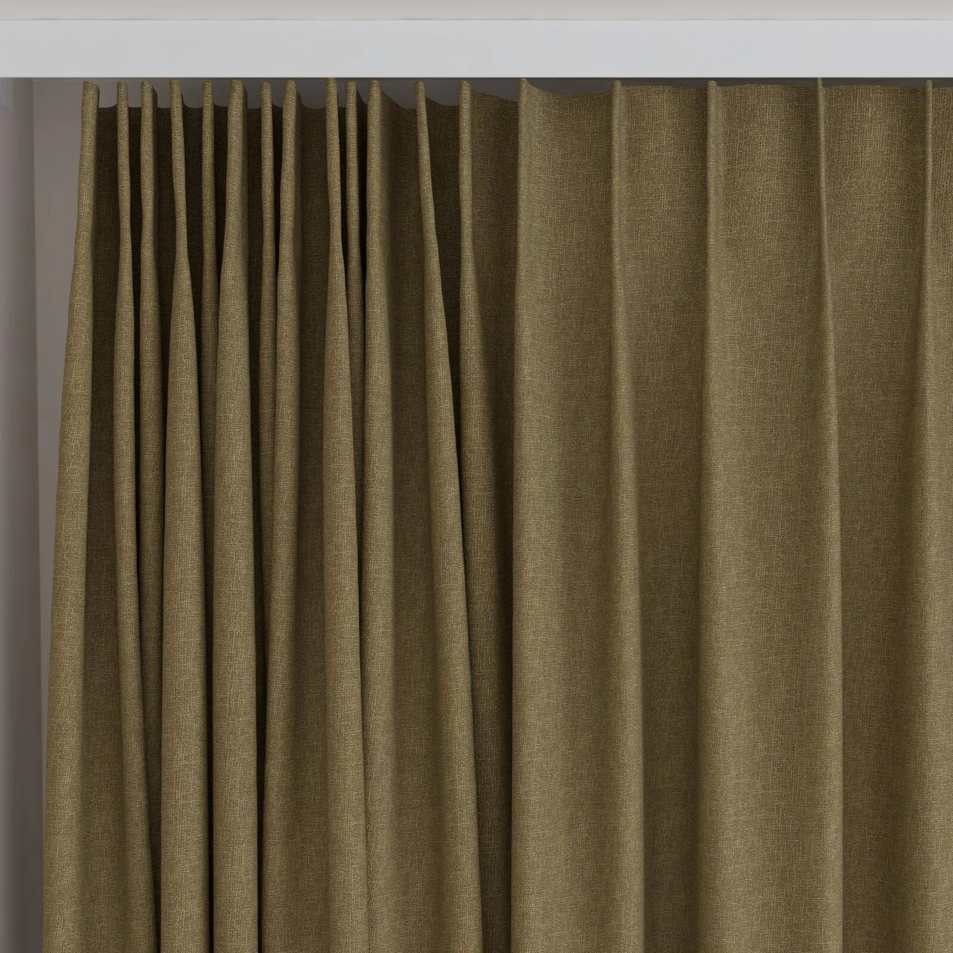 Top view of Element Olive, on curtain rail