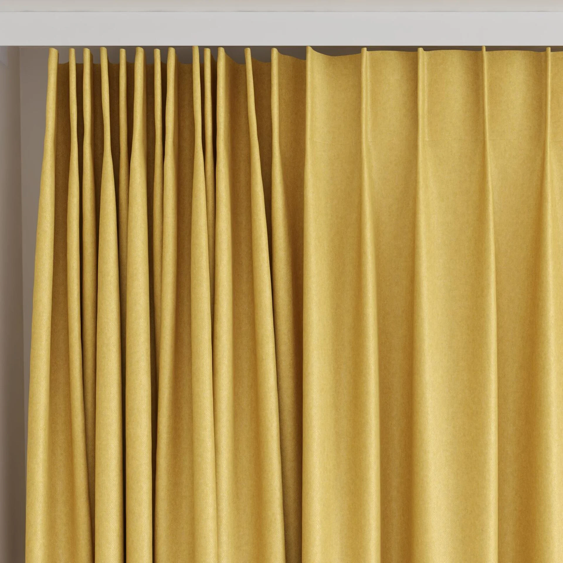 Top view of Woolly/Woolen Fusion, on curtain rail