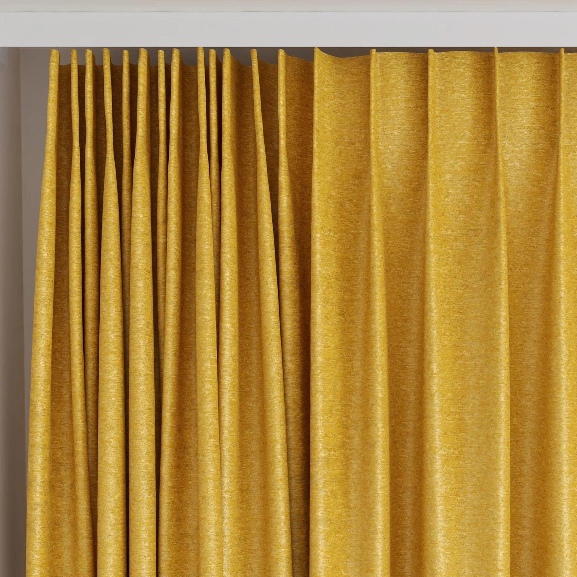 Top view of Lambada Mimosa, on curtain rail