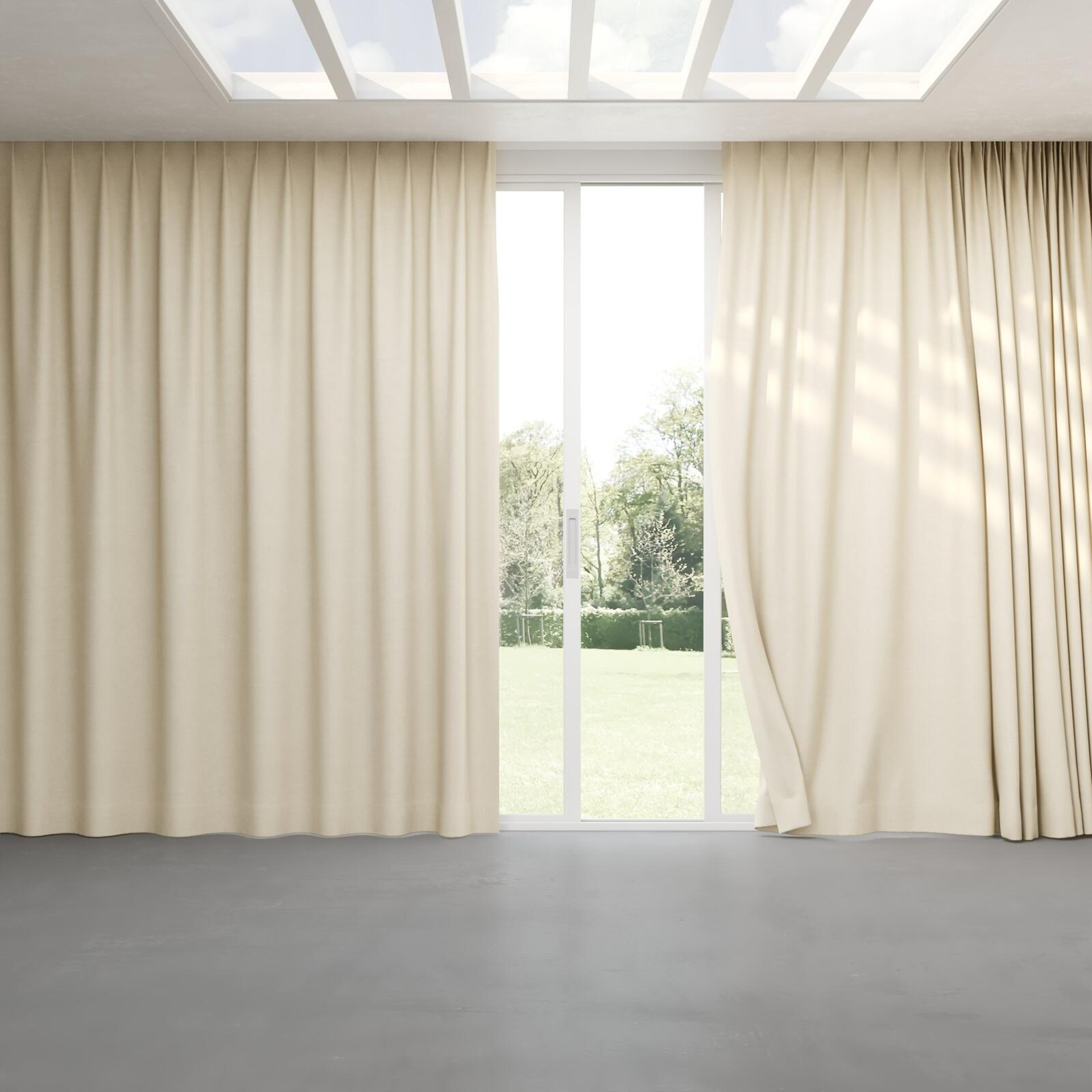 Full view of Peak Putty, pinch pleat