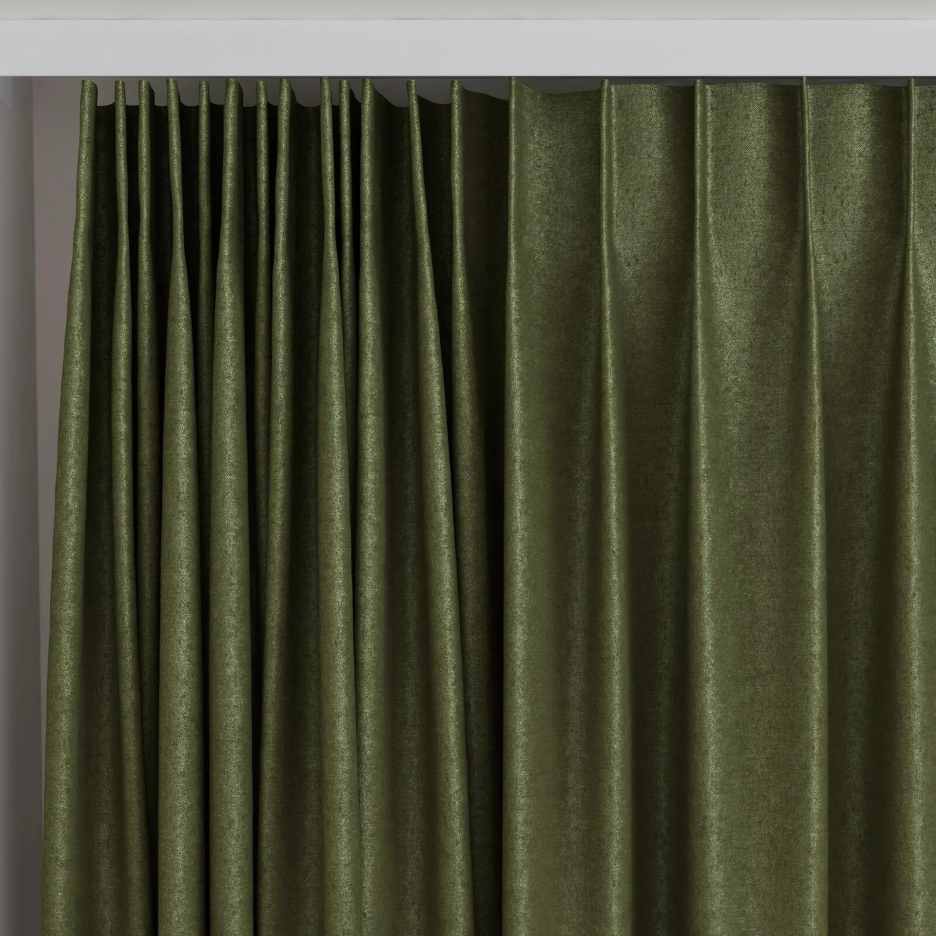Top view of Drama Pesto, on curtain rail