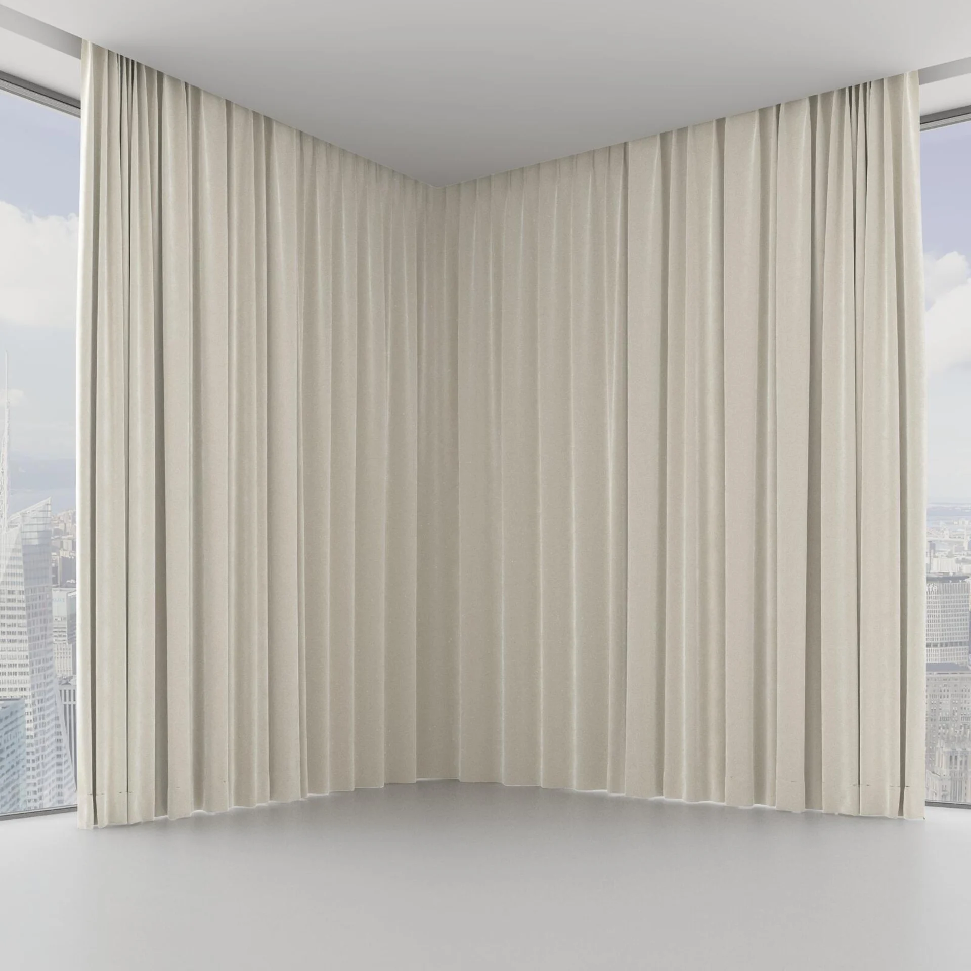 Front view of Vienna Silk, on hidden rail