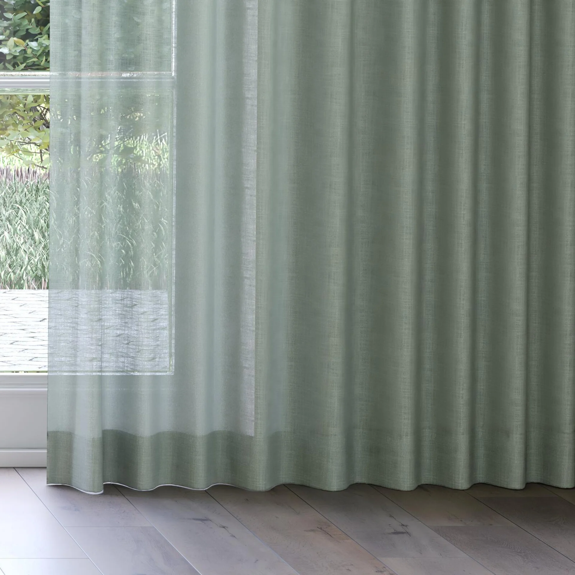 Bottom view of Release Camouflage, on curtain rail
