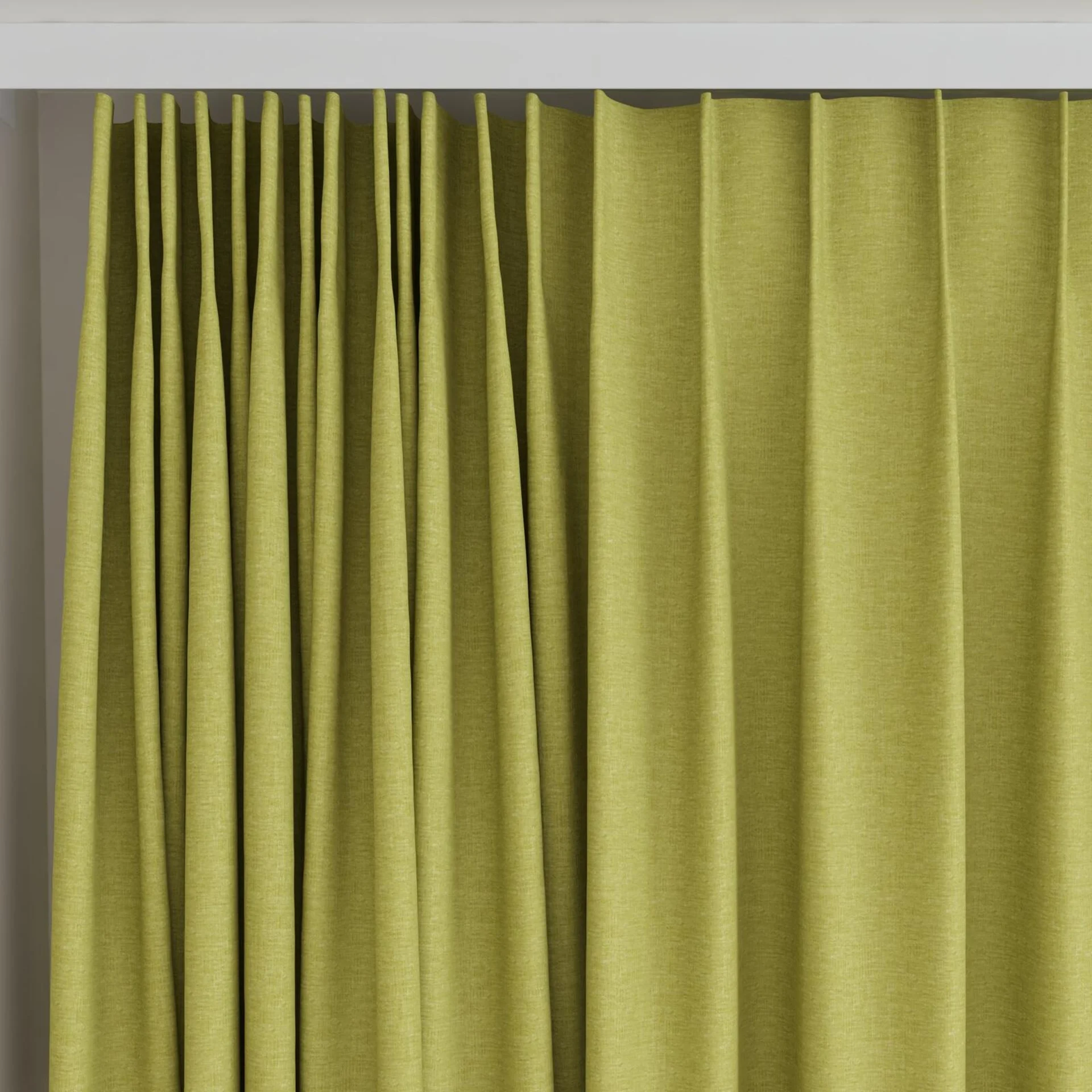 Top view of Coverlet Linden, on curtain rail