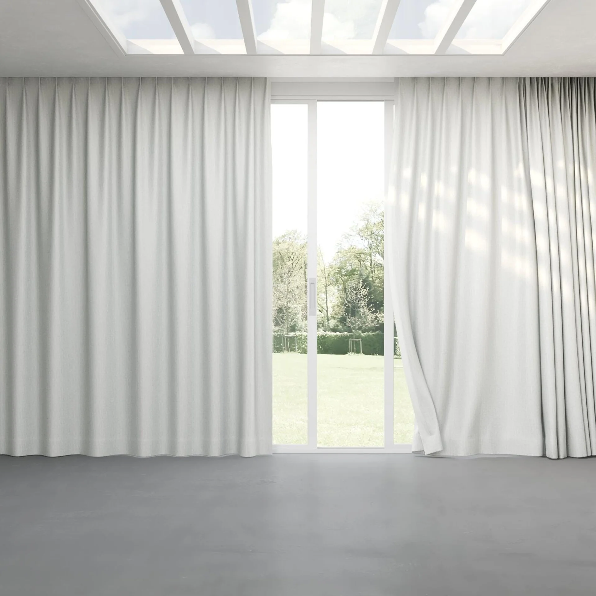 Full view of Ocean Sky, pinch pleat