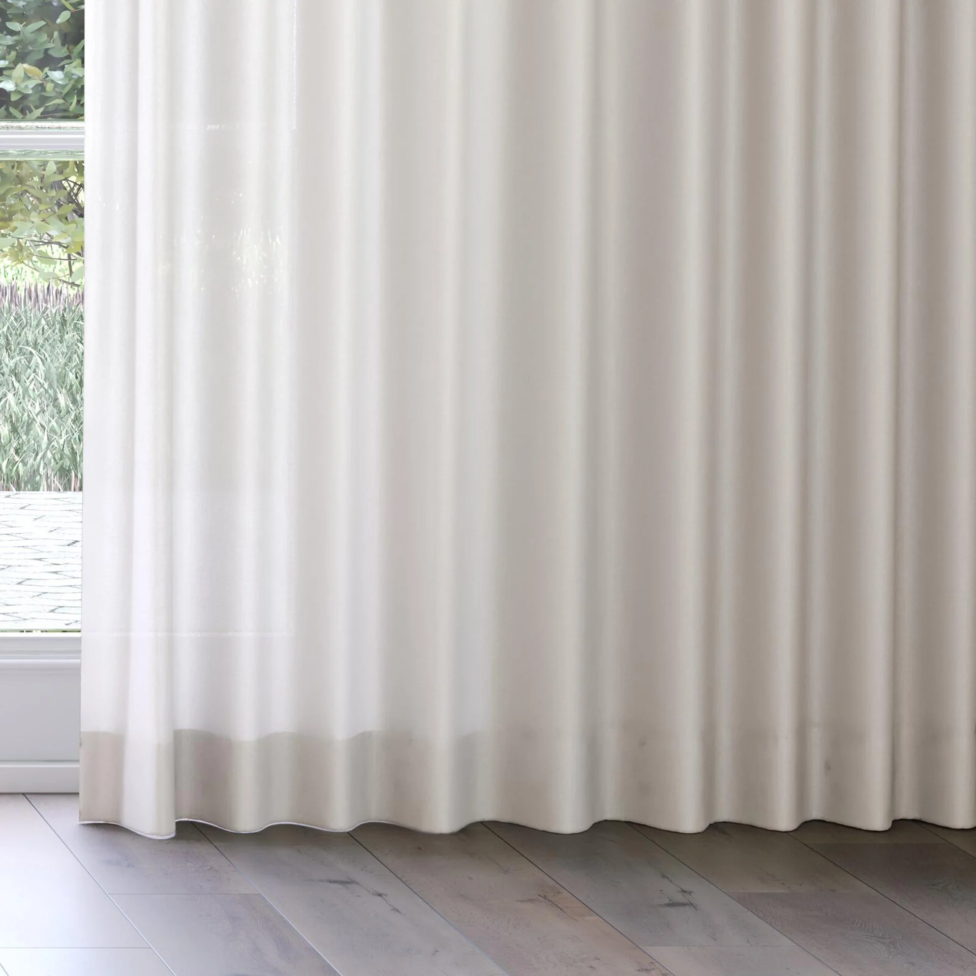 Bottom view of Linen Mineral, on curtain rail