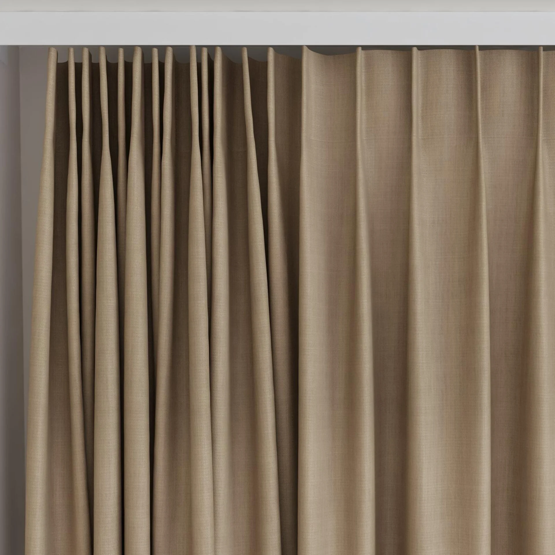 Top view of Lexicon Clay, on curtain rail