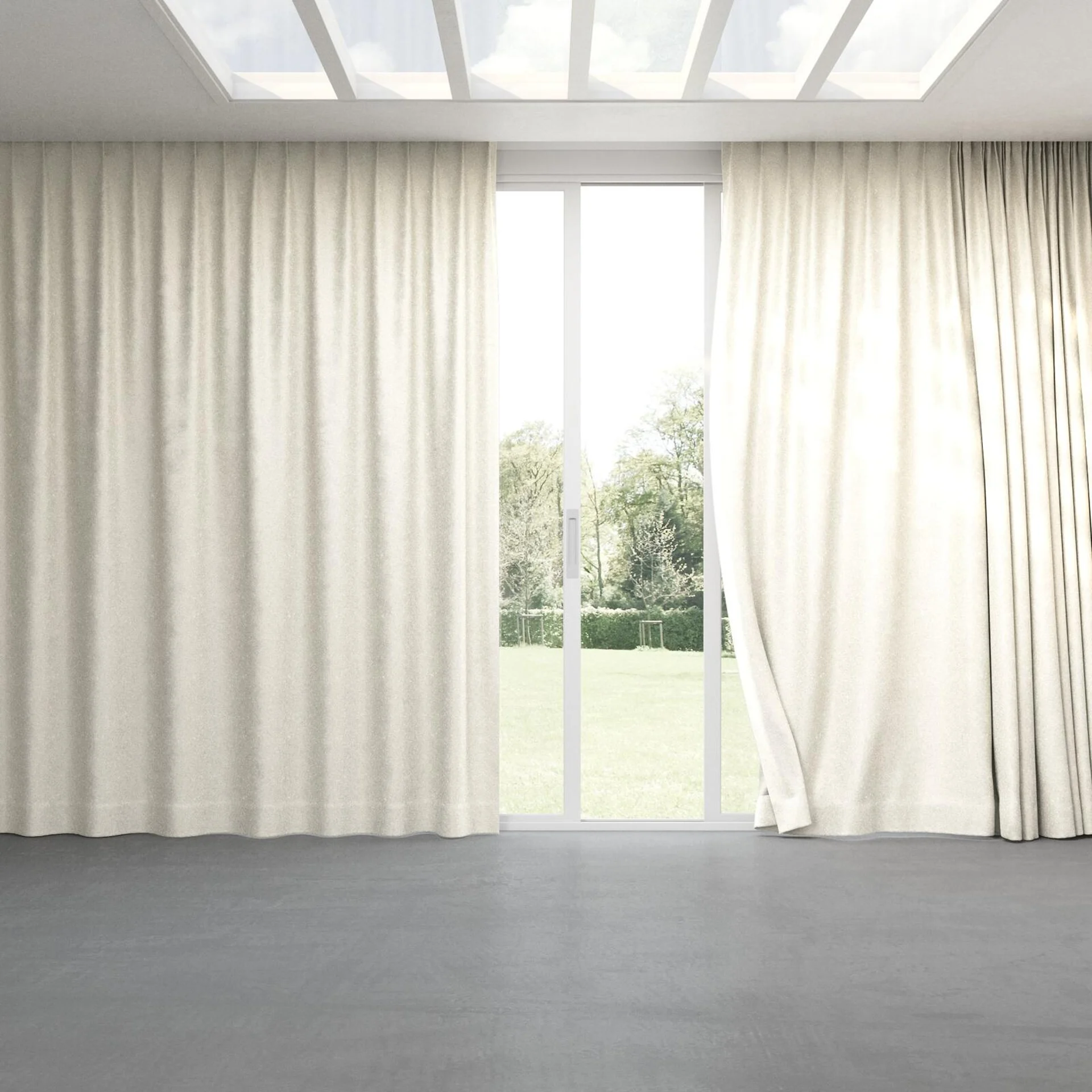 Full view of Brigadier Angora, pinch pleat