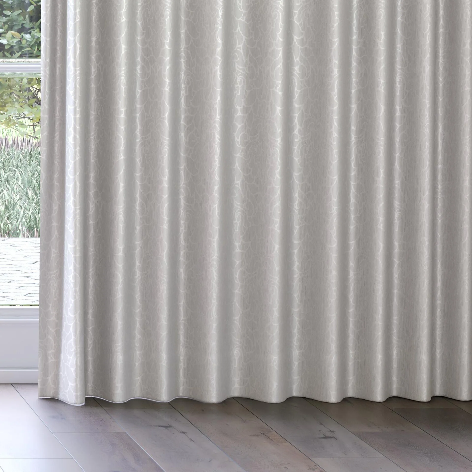 Bottom view of Opal Sterling, on curtain rail
