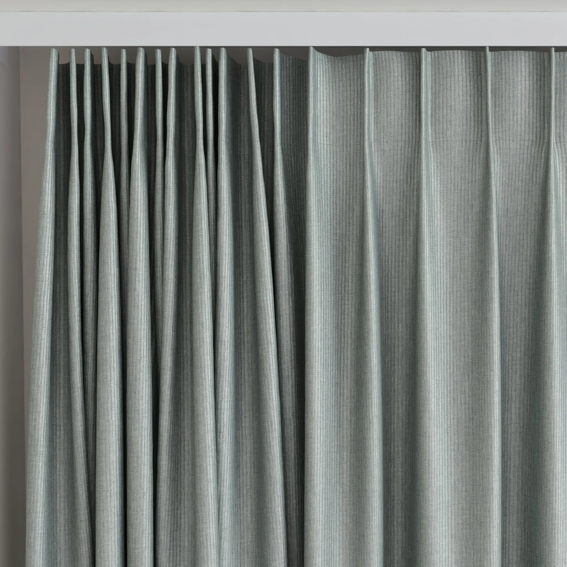Top view of Hombre Duckegg, on curtain rail