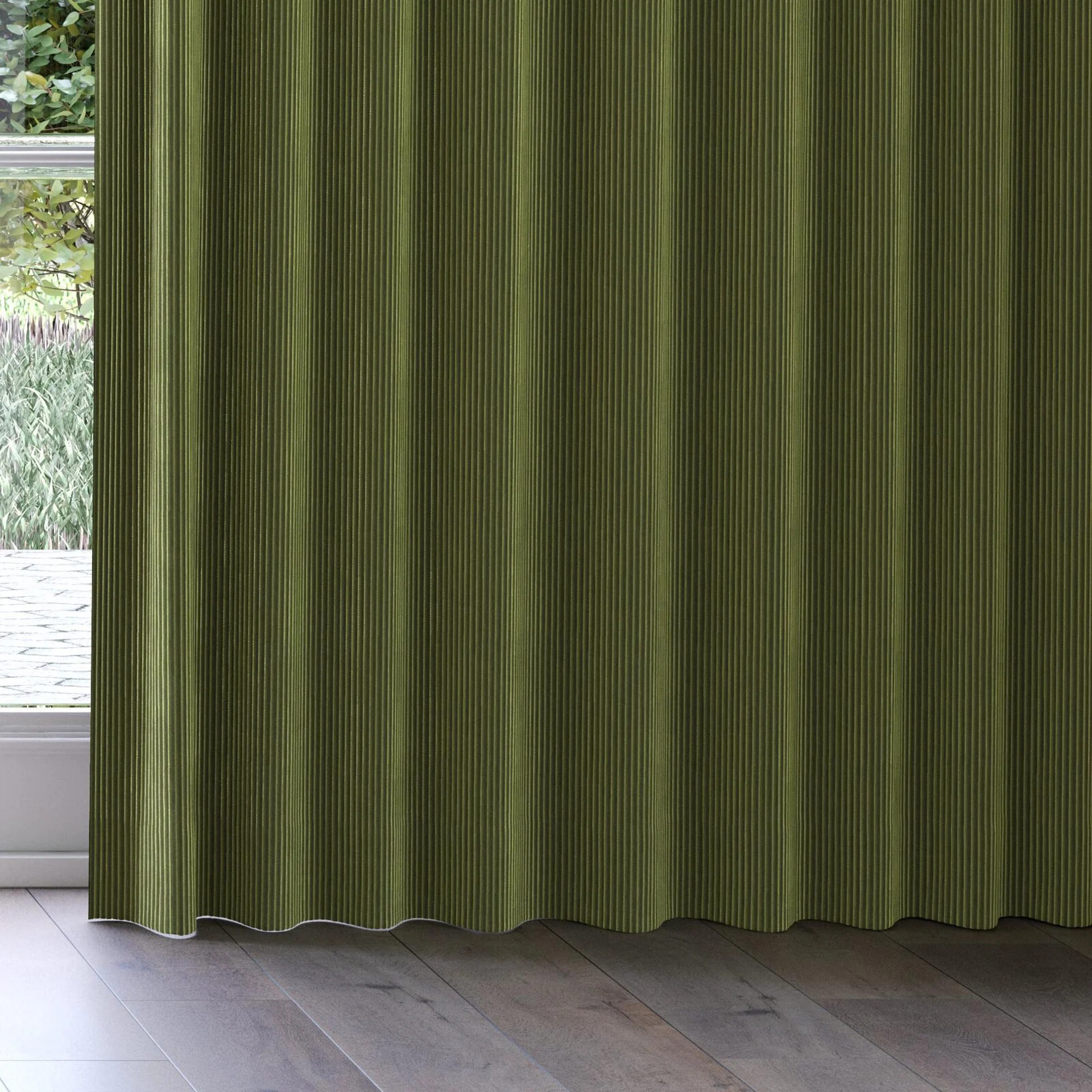 Bottom view of Embrace Camouflage, on curtain rail