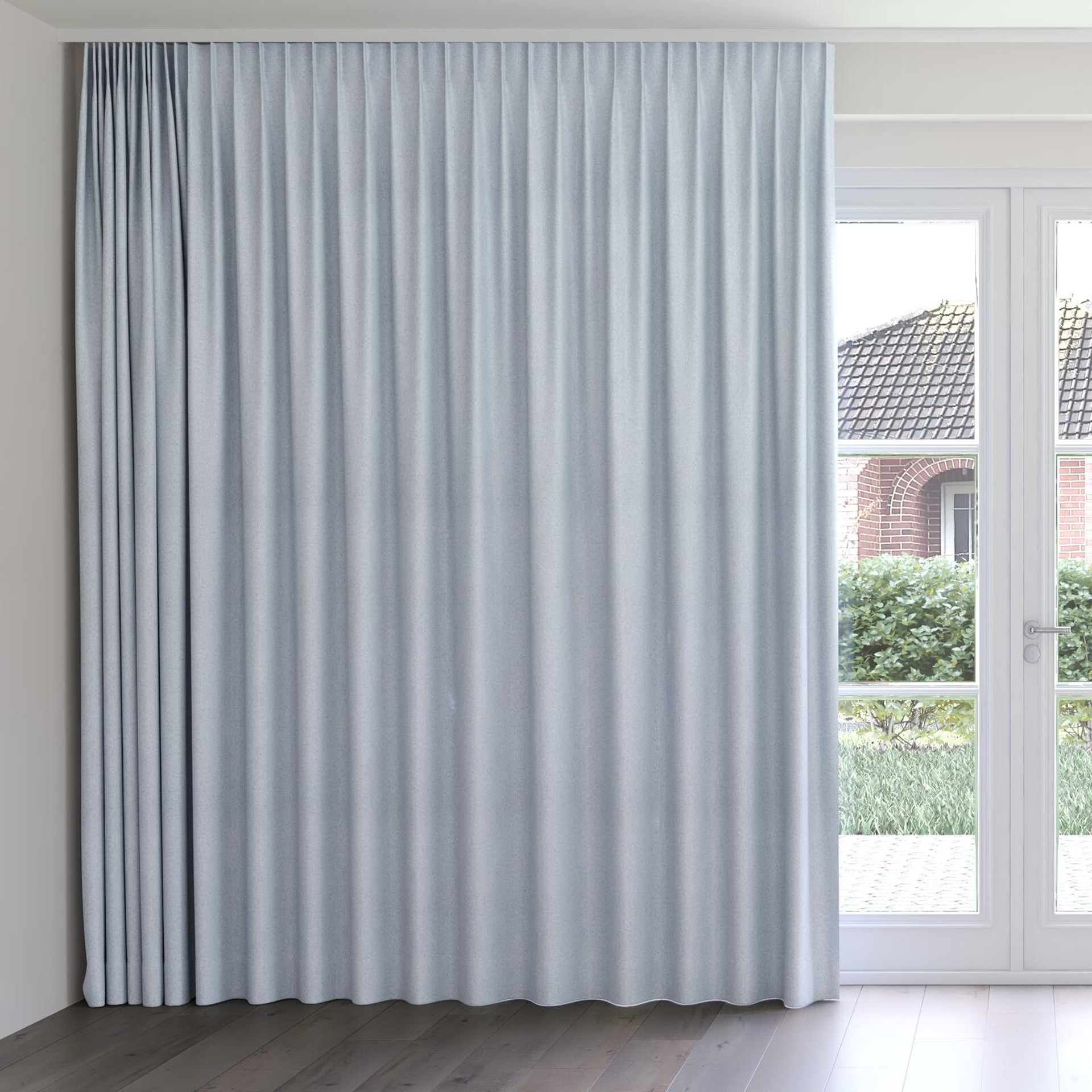 Front view of Liberate Sky, on curtain rail