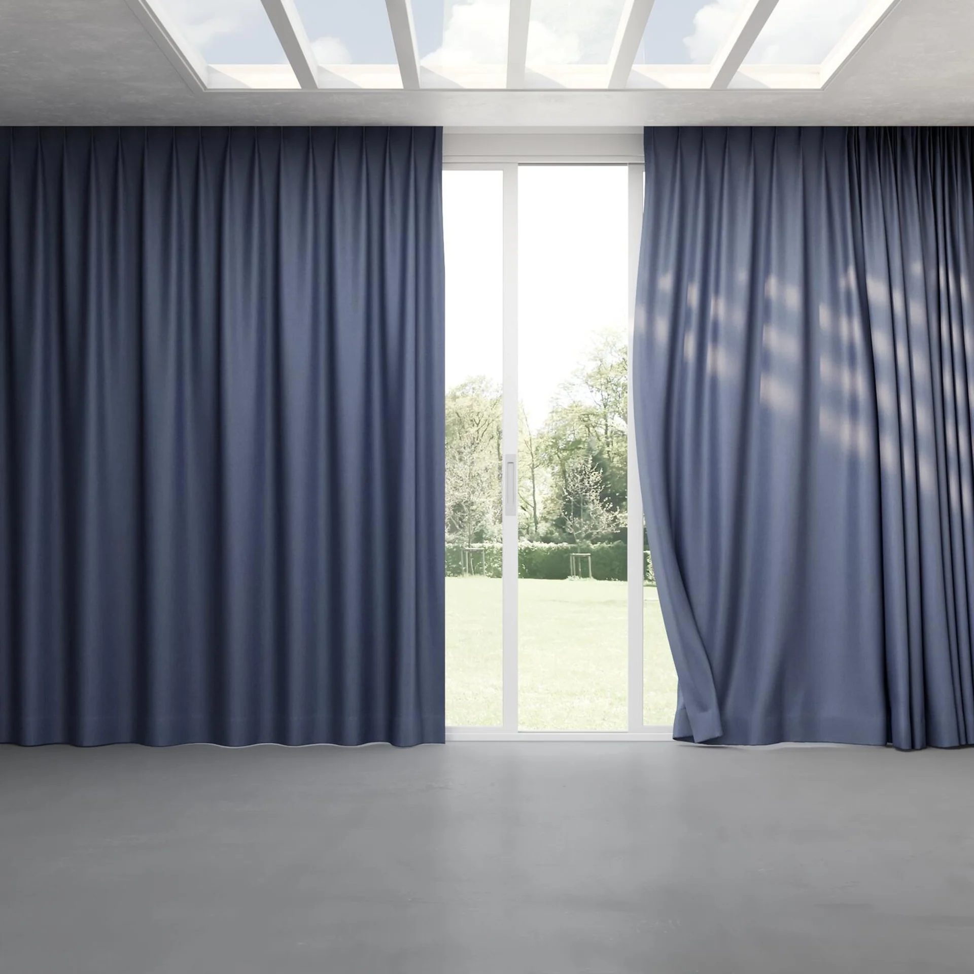 Full view of Stonewall Blackout Navy, pinch pleat