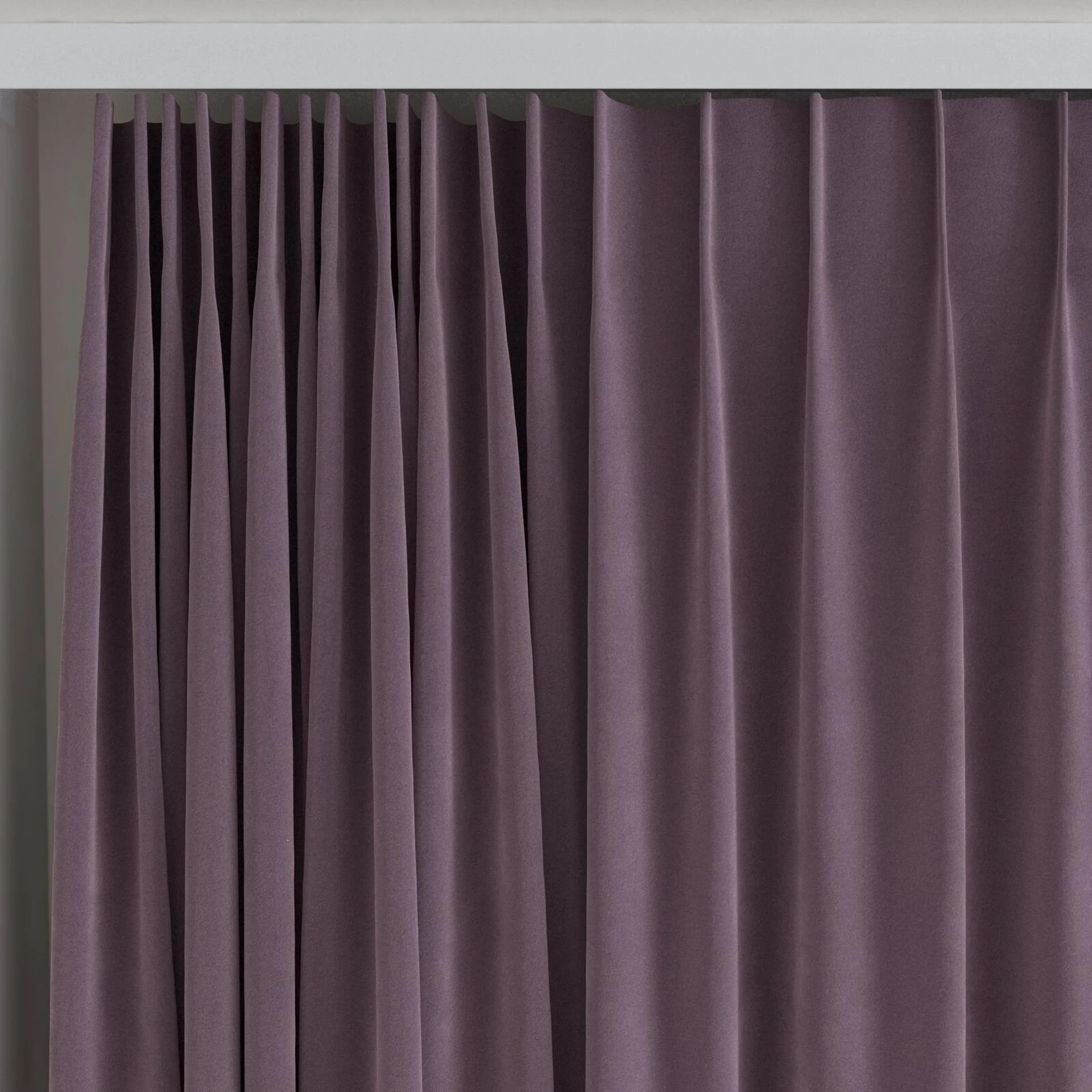 Top view of Verbier Plum, on curtain rail