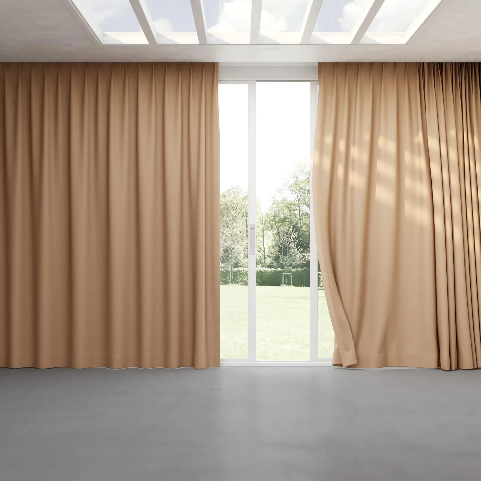 Full view of Maharaja II Peach, pinch pleat