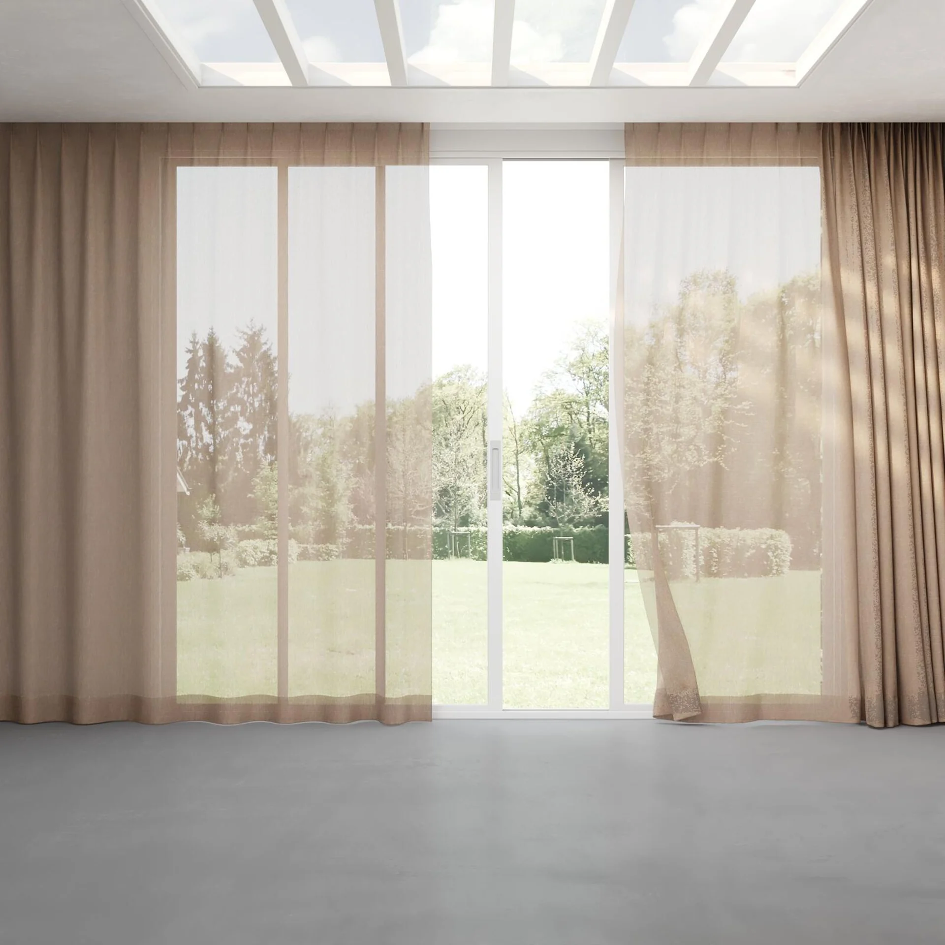 Full view of Gesso Lino Amber, pinch pleat