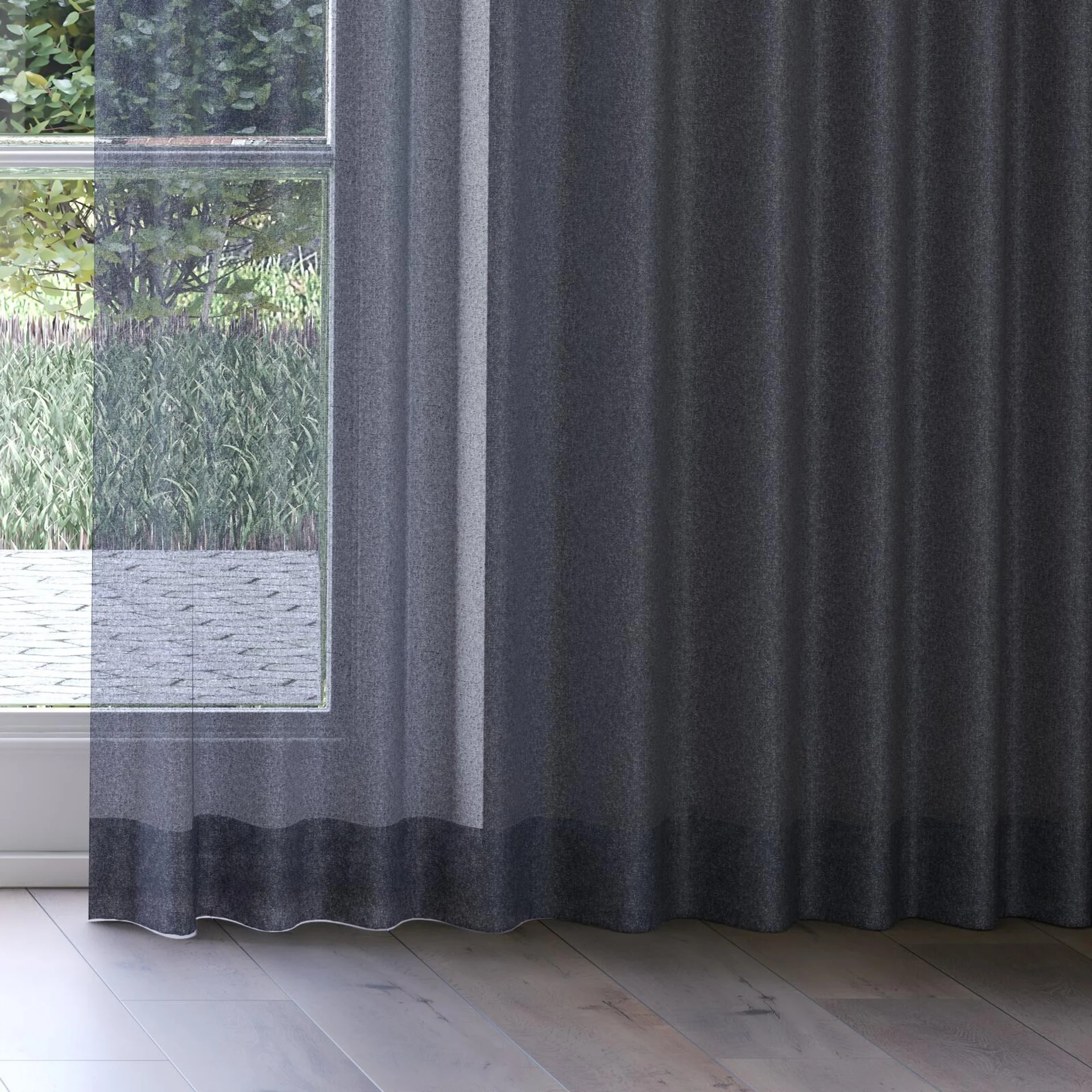Bottom view of Girsu Onyx, on curtain rail