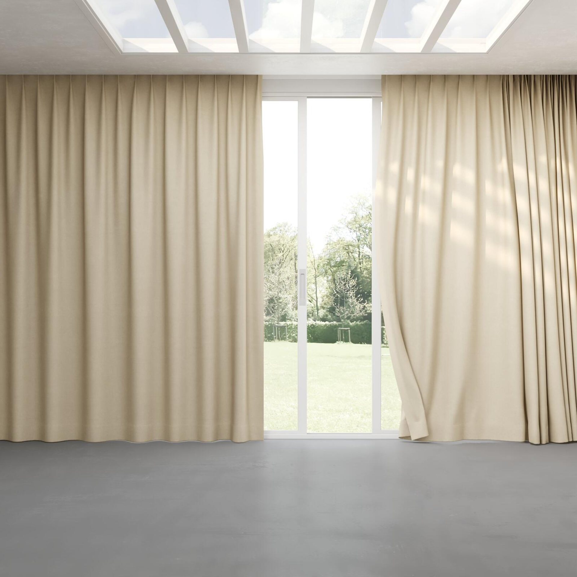 Full view of Peak Linen, pinch pleat