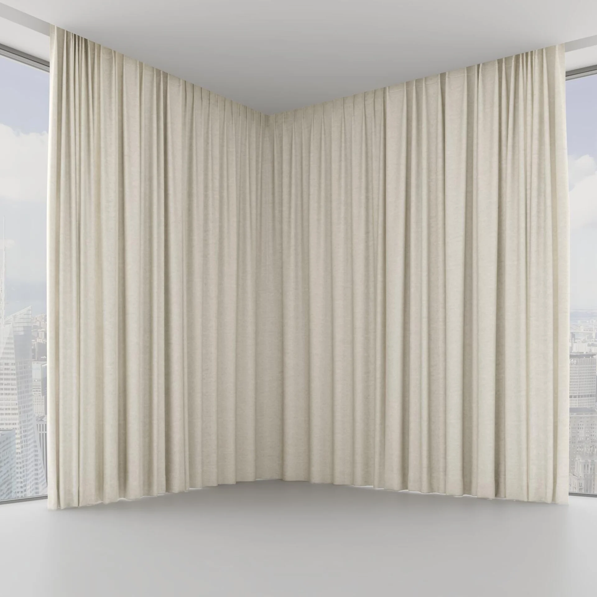 Front view of Colourwash Linen, on hidden rail