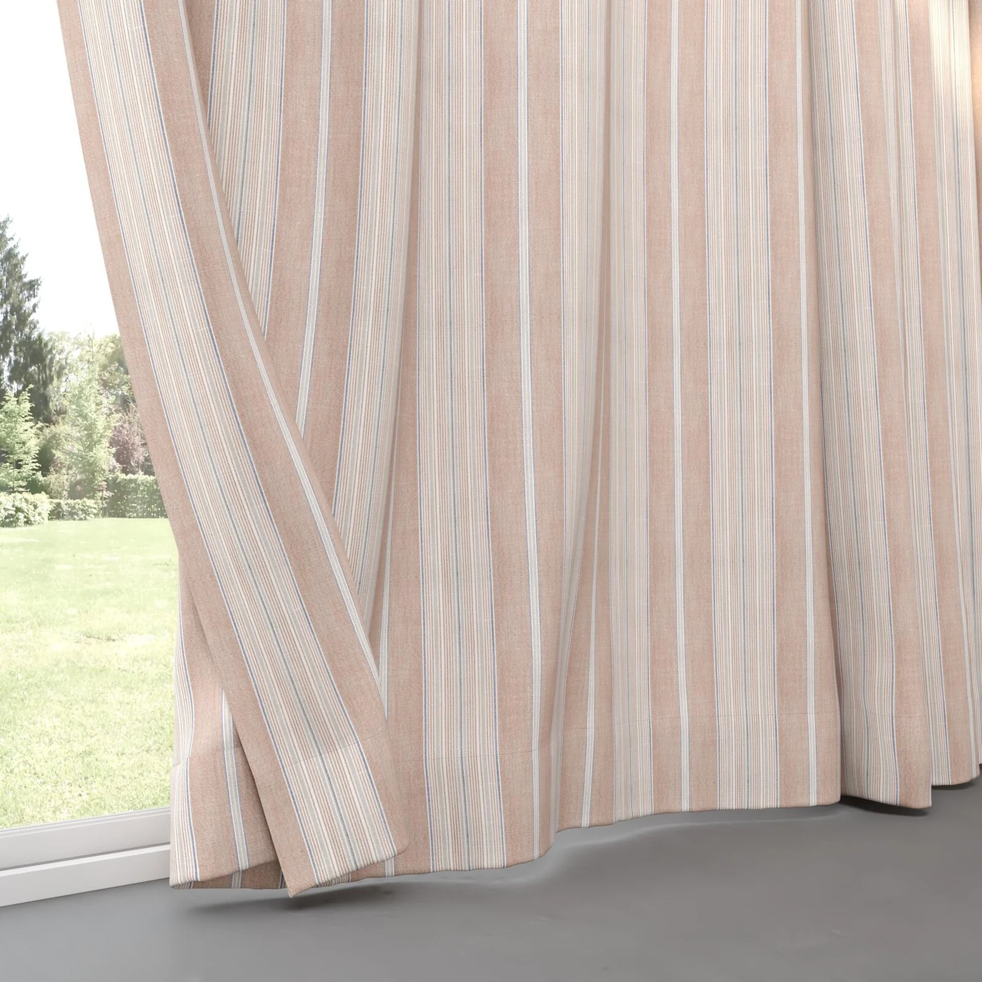 Bottom view of Chambray Multi Clay, pinch pleat