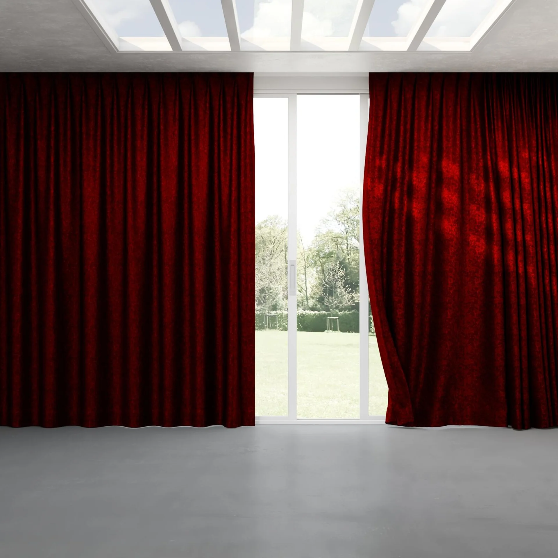 Full view of Opera Berry, pinch pleat