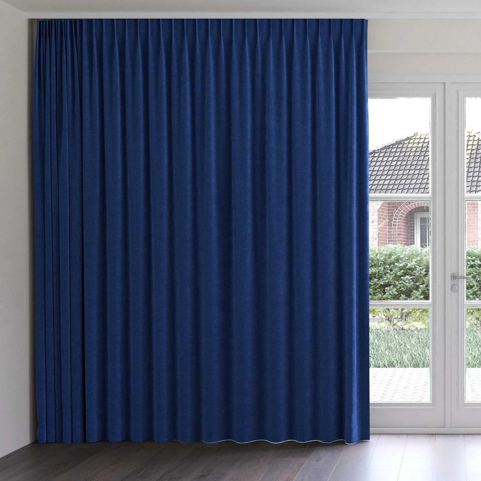 Front view of Geneva Cobalt, on curtain rail