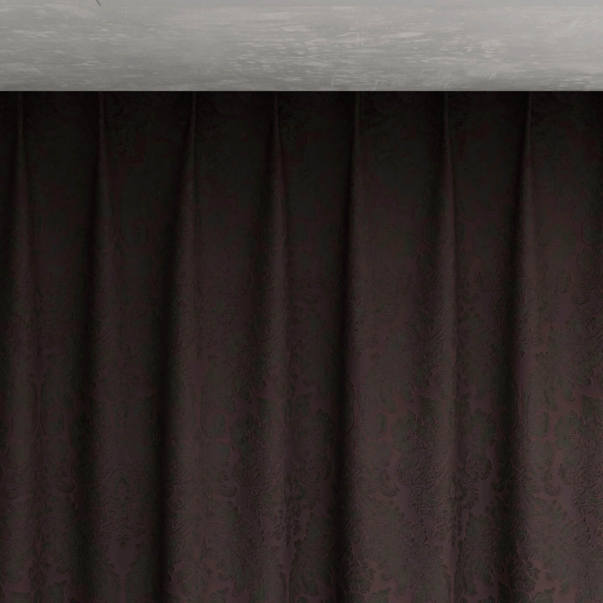 Top view of Gosh Aubergine, pinch pleat