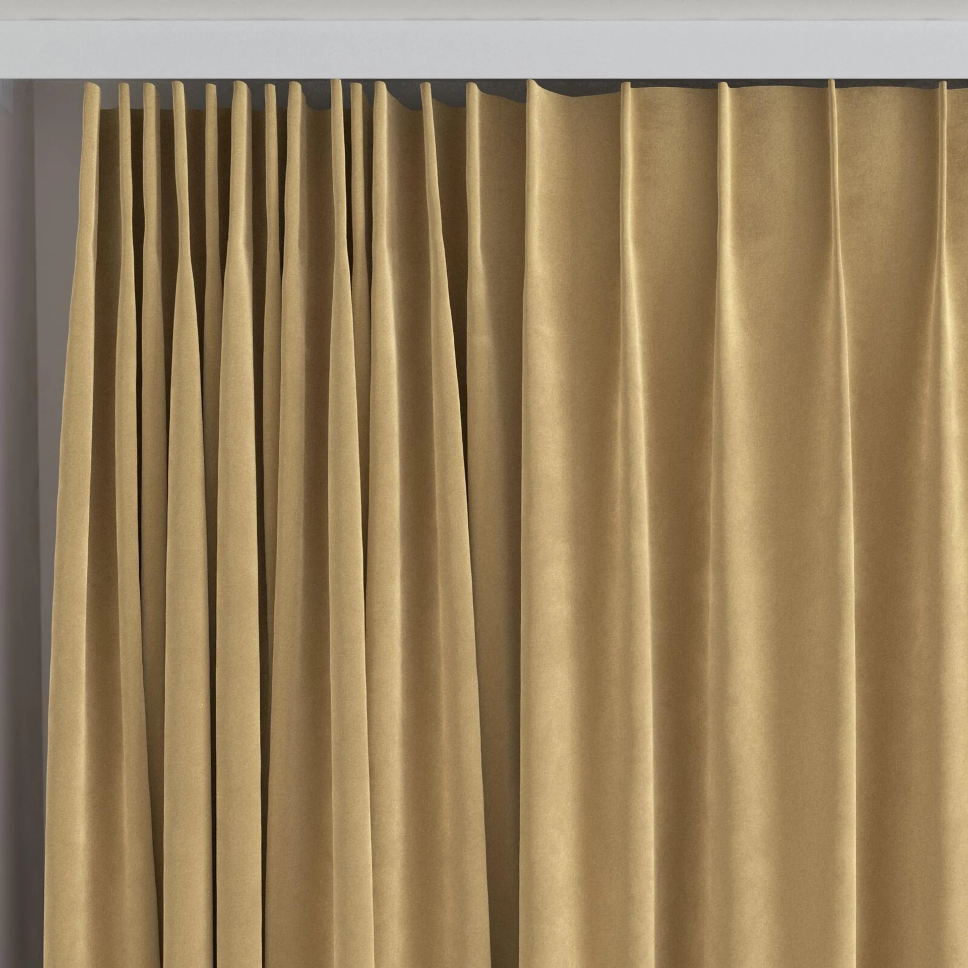 Top view of Lux Velvet Caramel 8309, on curtain rail