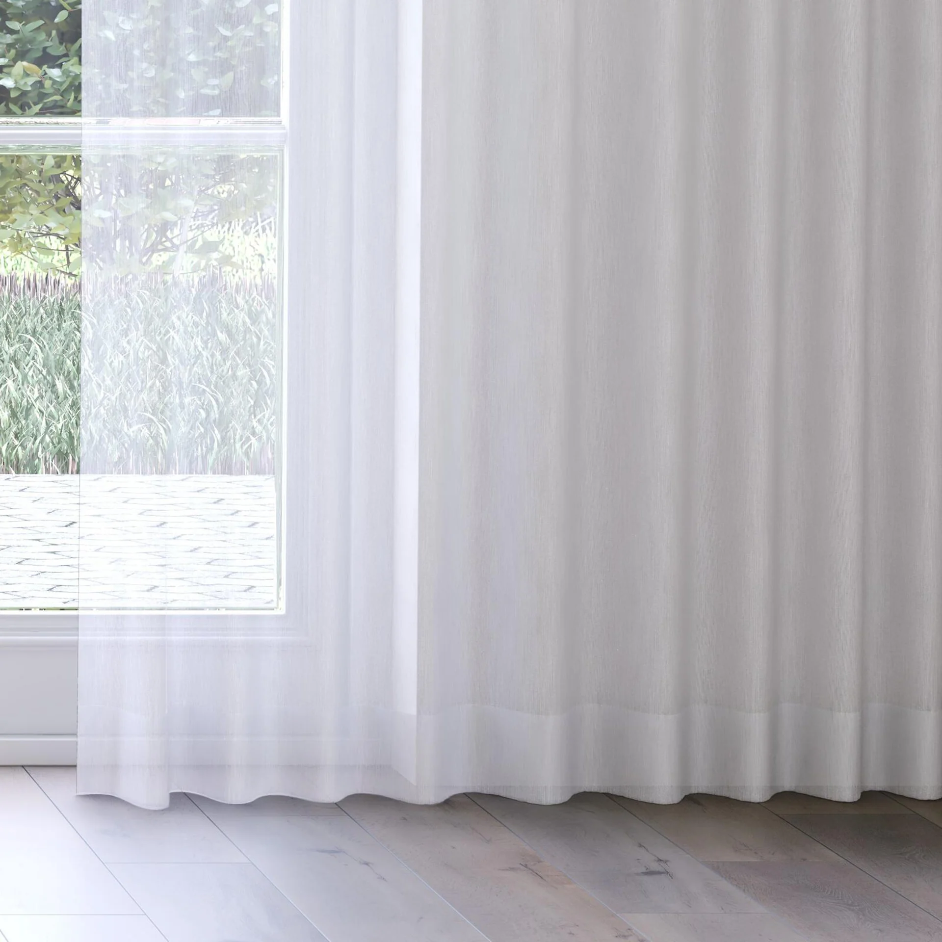 Bottom view of Stratus Silver, on curtain rail