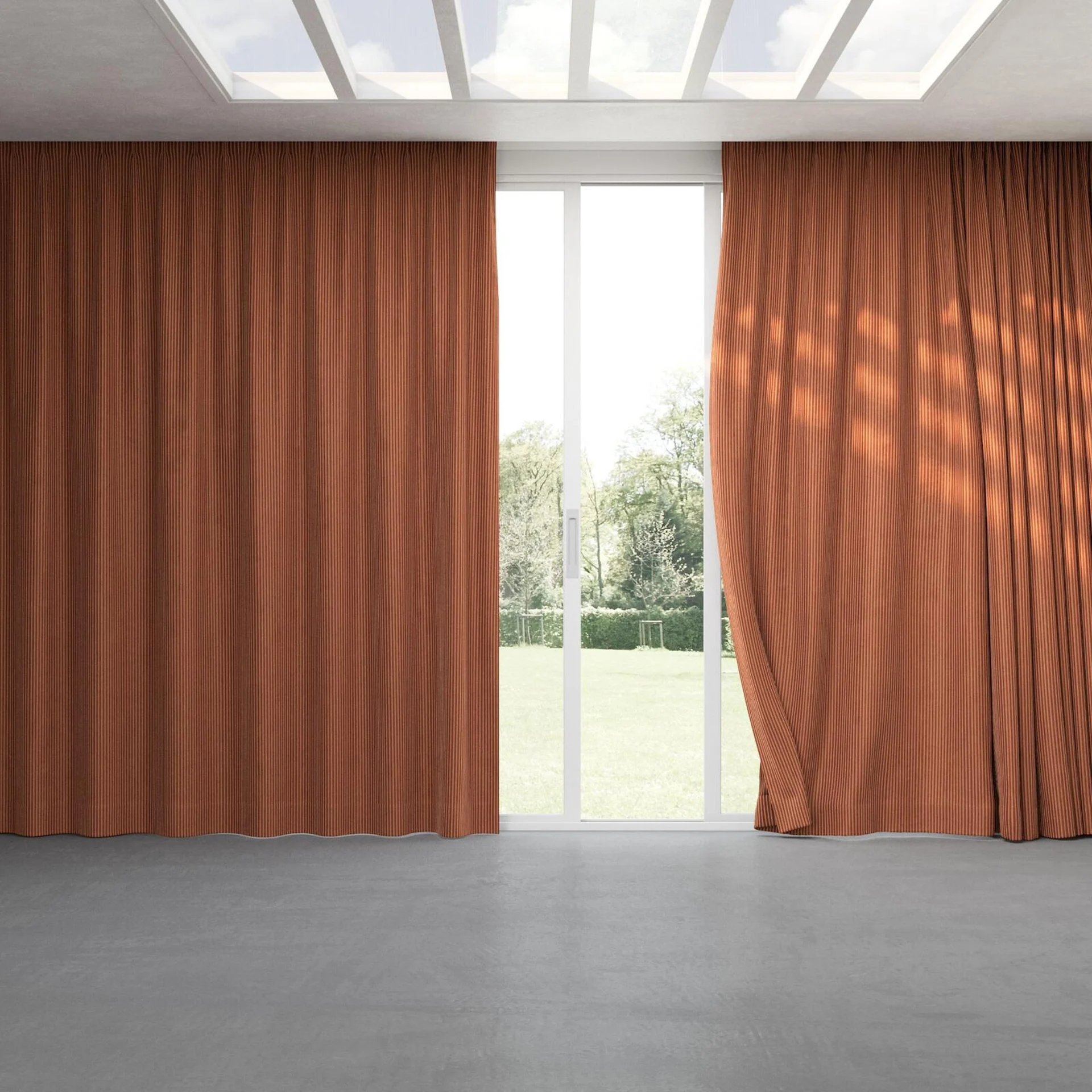 Full view of Embrace Copper, pinch pleat