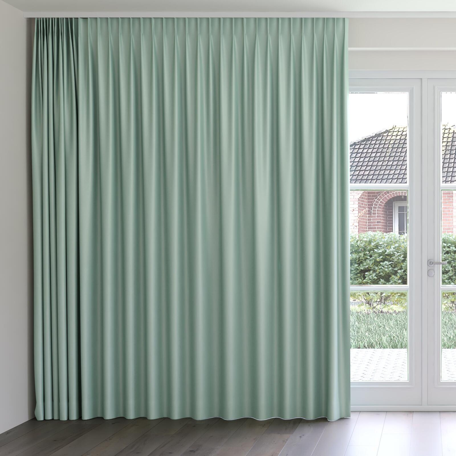 Front view of Re-Vive Jade, on curtain rail