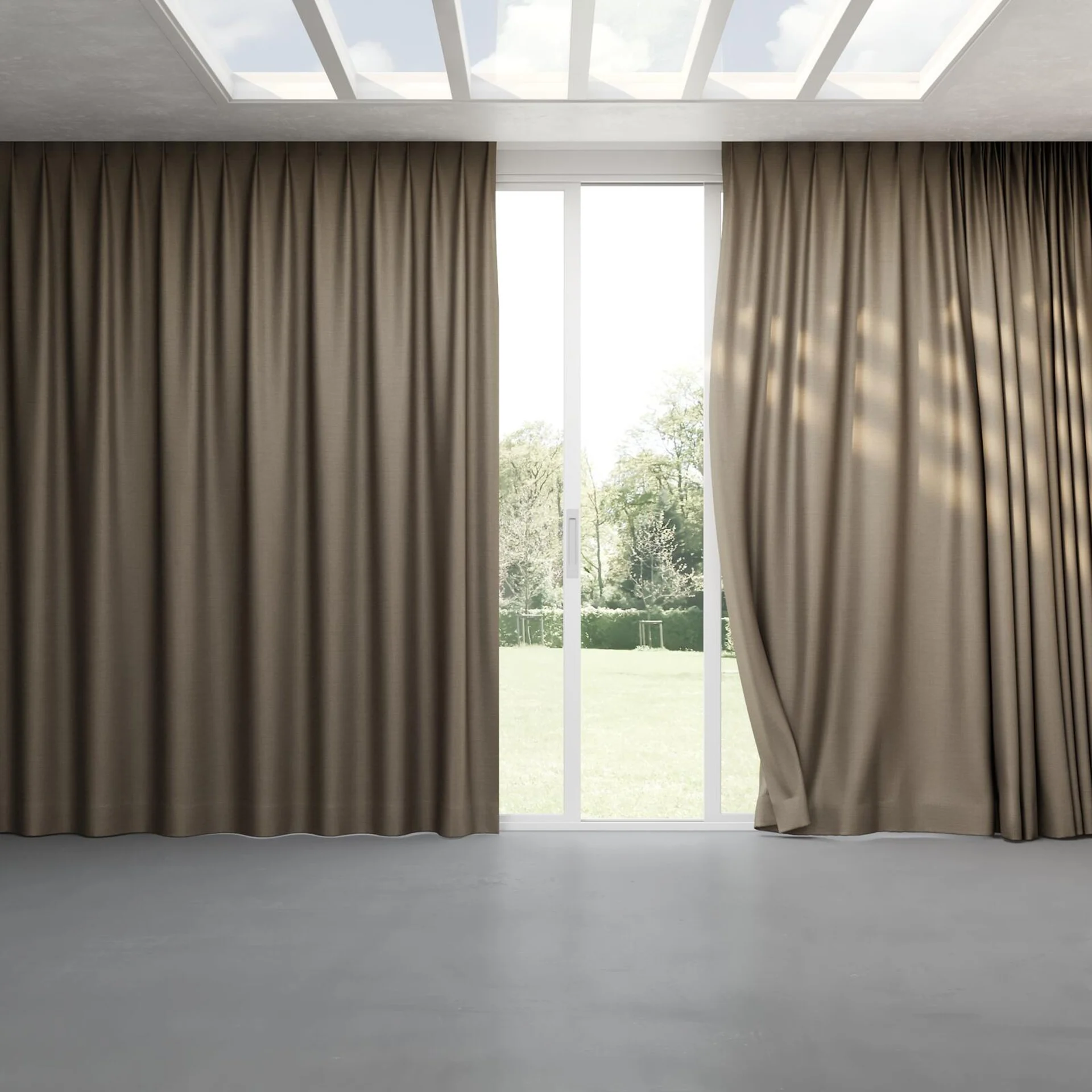 Full view of Linex Gravel, pinch pleat