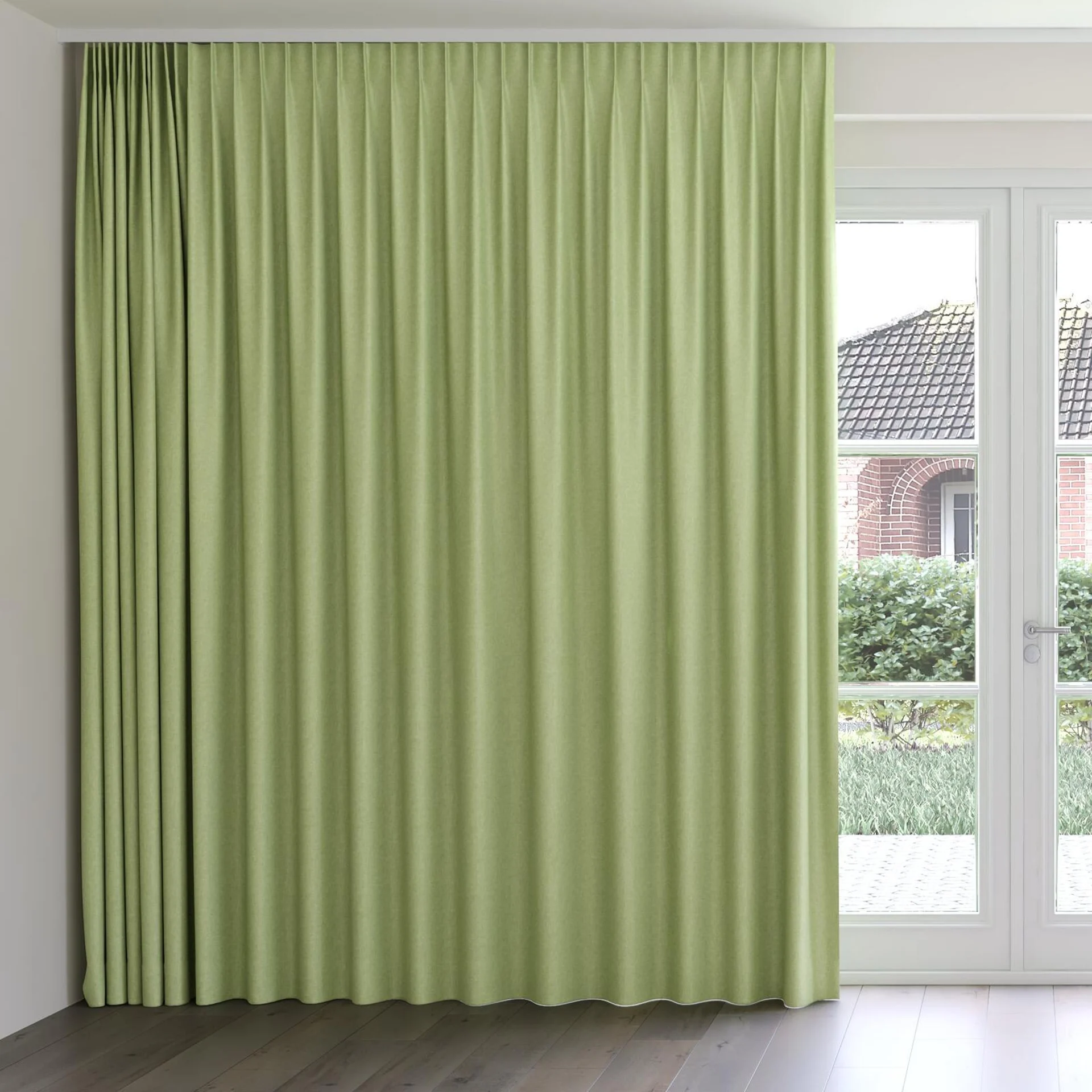 Front view of Hometown Tarragon, on curtain rail