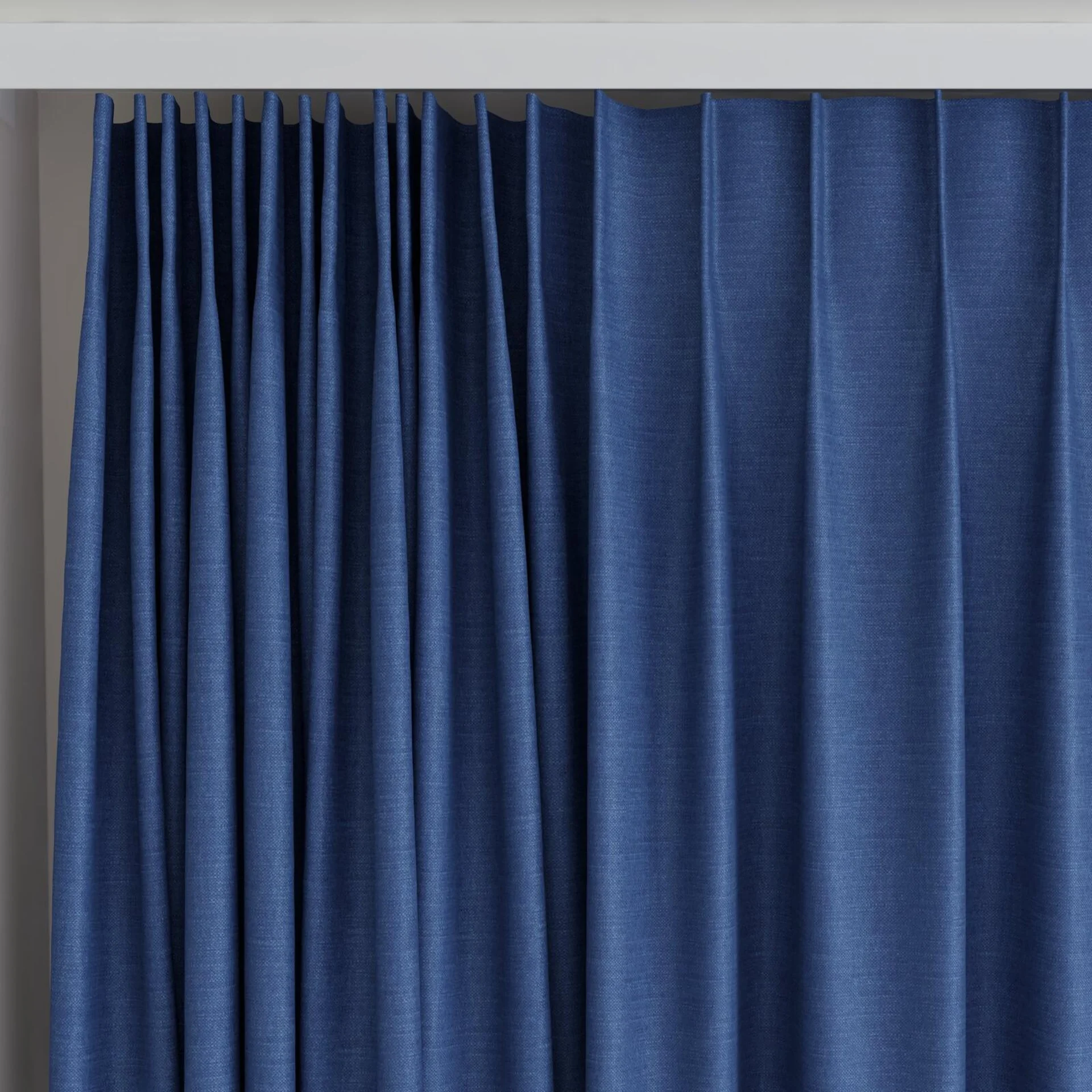 Top view of Urban Cobalt, on curtain rail
