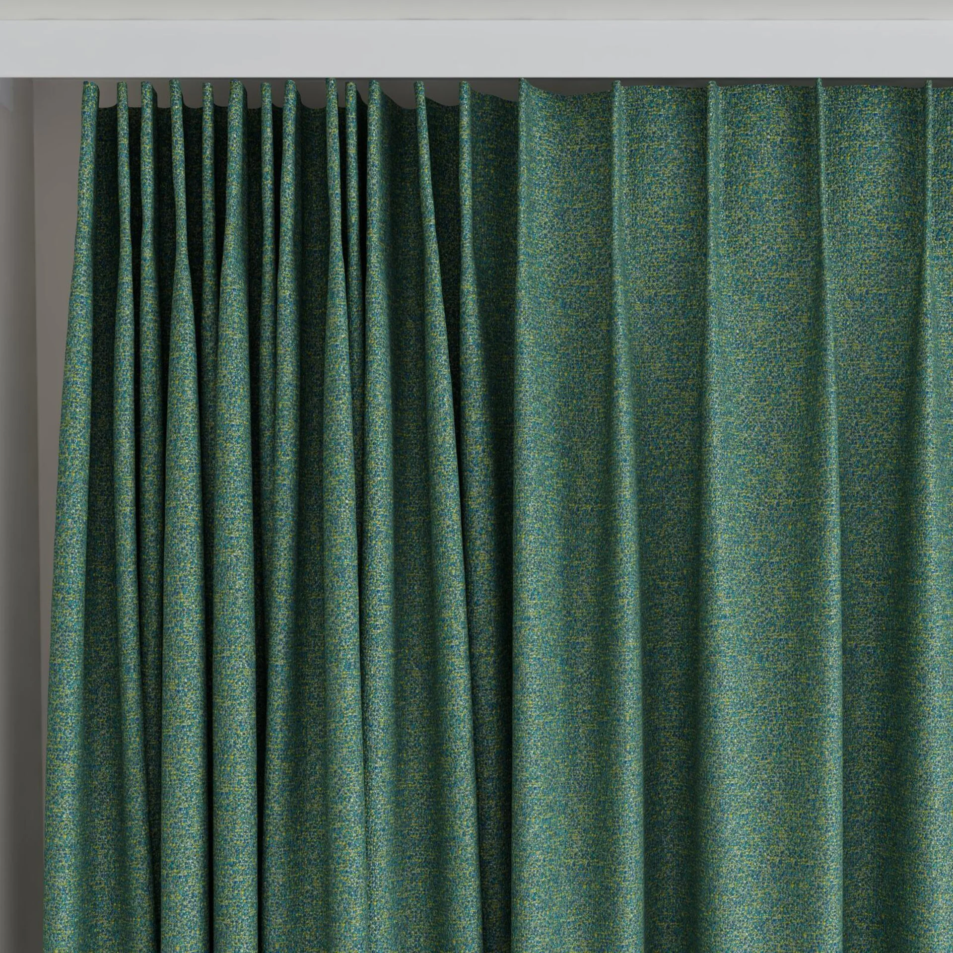Top view of Bora Bora Aquamarine, on curtain rail